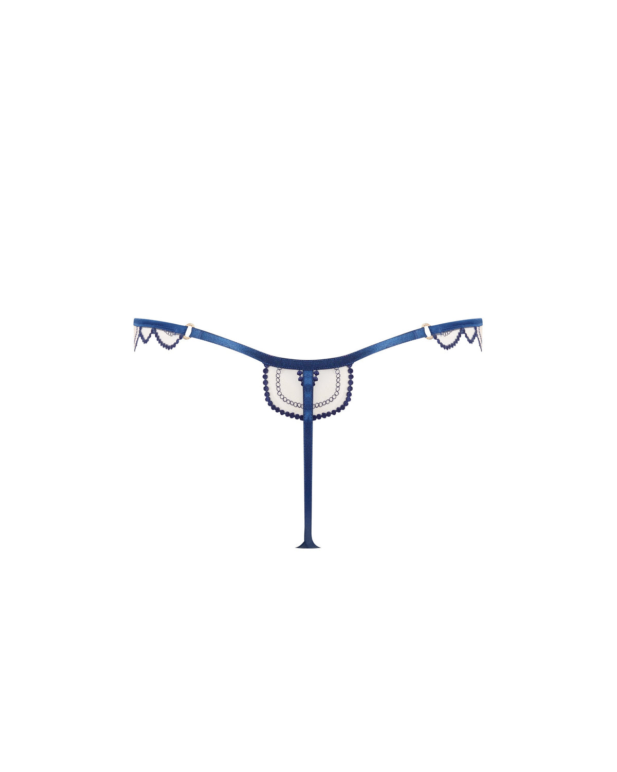 Soraya Embroidered Sheer Thong Blue