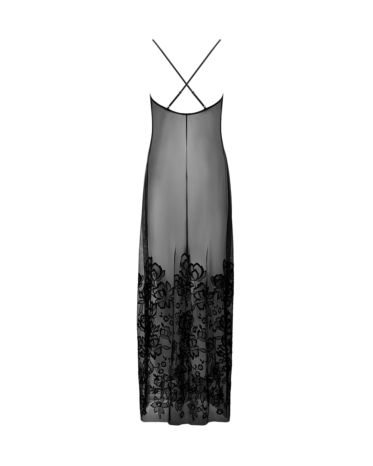 Penelope Sheer Long Chemise Black