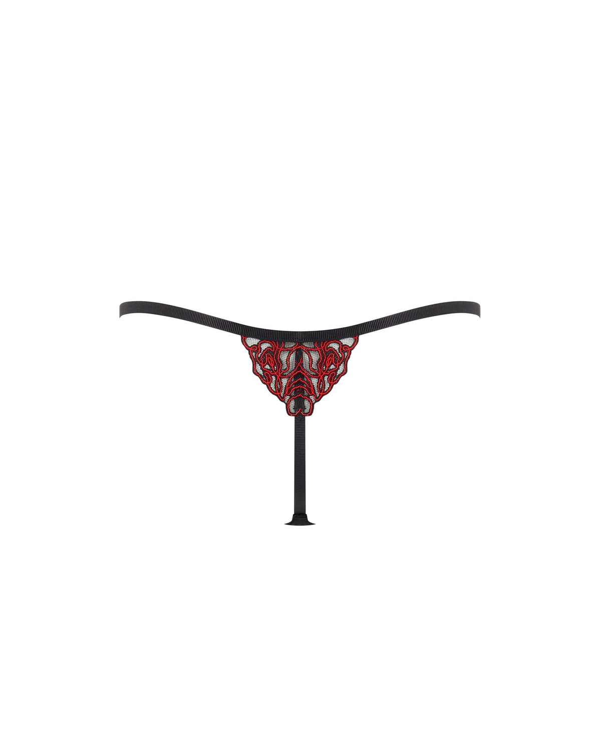 Malina Sheer Floral Thong Black/Red