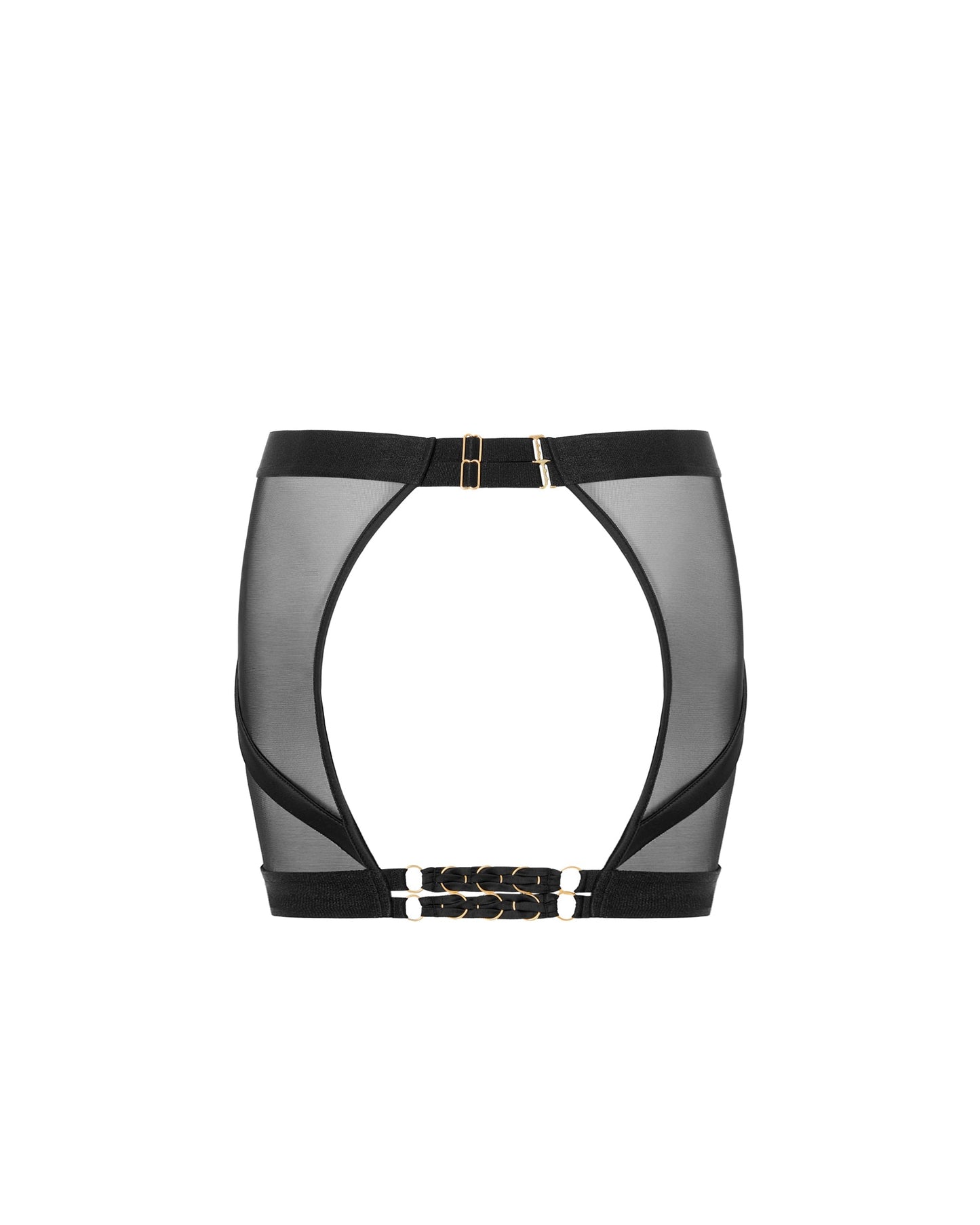 Suri Mesh Open-Back Skirt Black