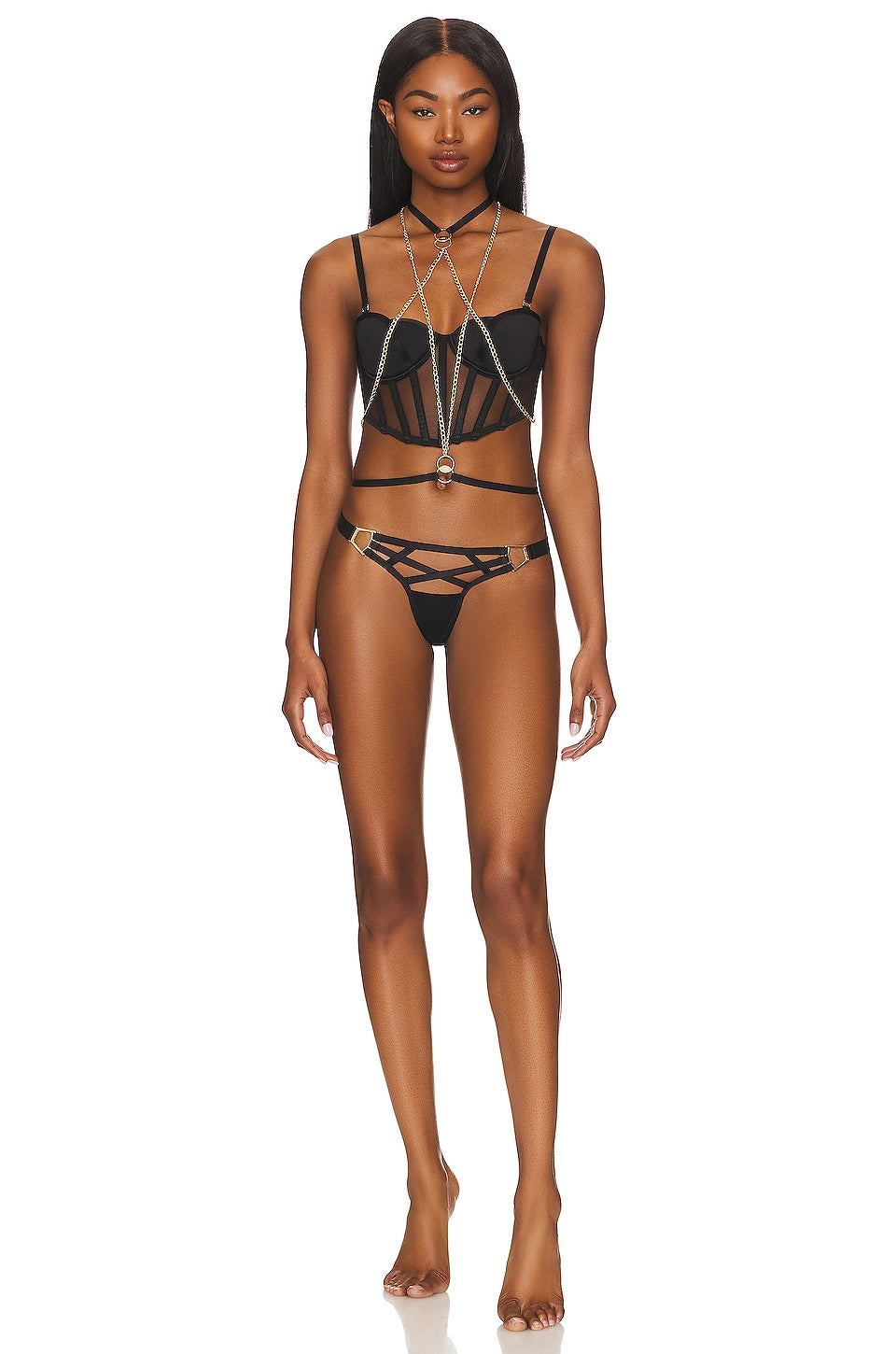 BLUEBELLA Theodora Chain Harness Black & Gold