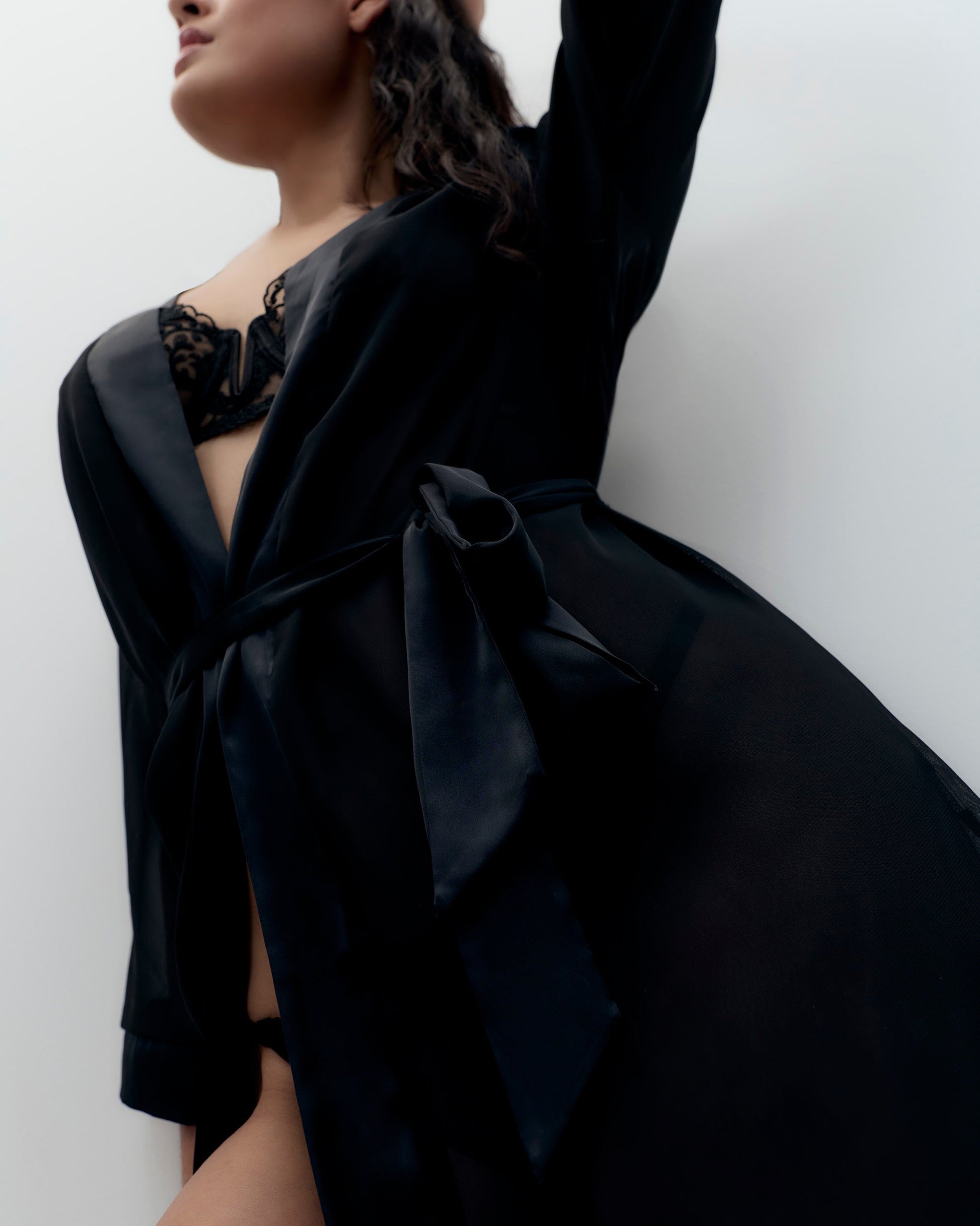  Chiffon Kimono Black