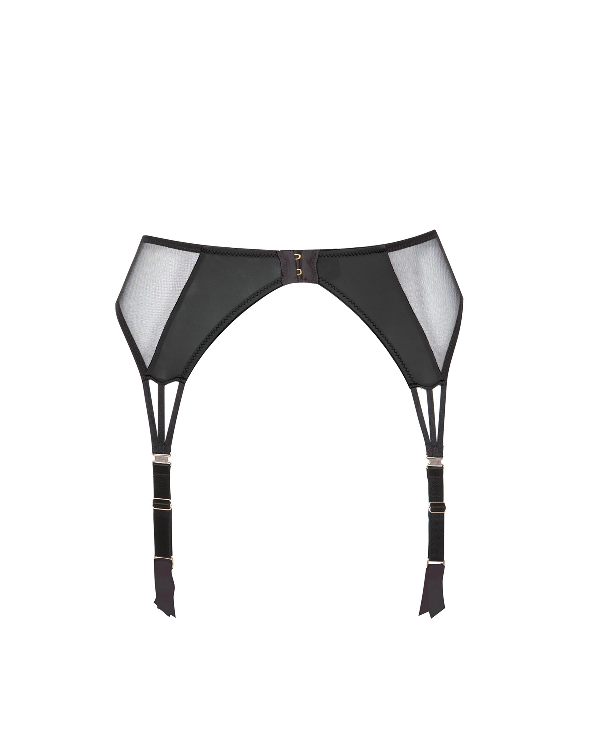 Laura Black Garter Belt With Mesh