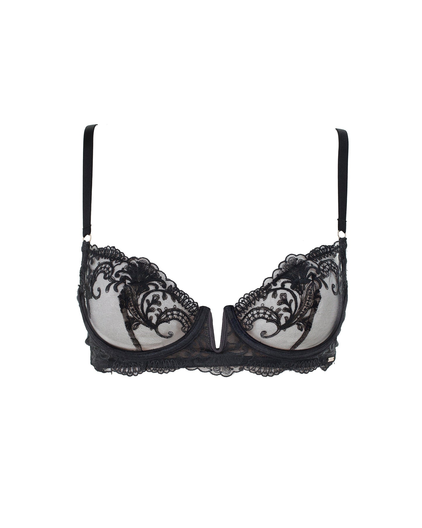  Marseille Embroidered Sheer Bra Black