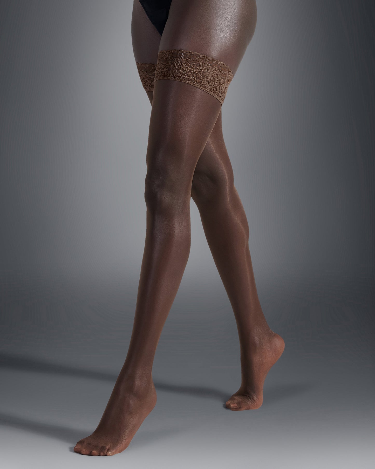  Plain Leg/Lace Top Thigh Highs Berry