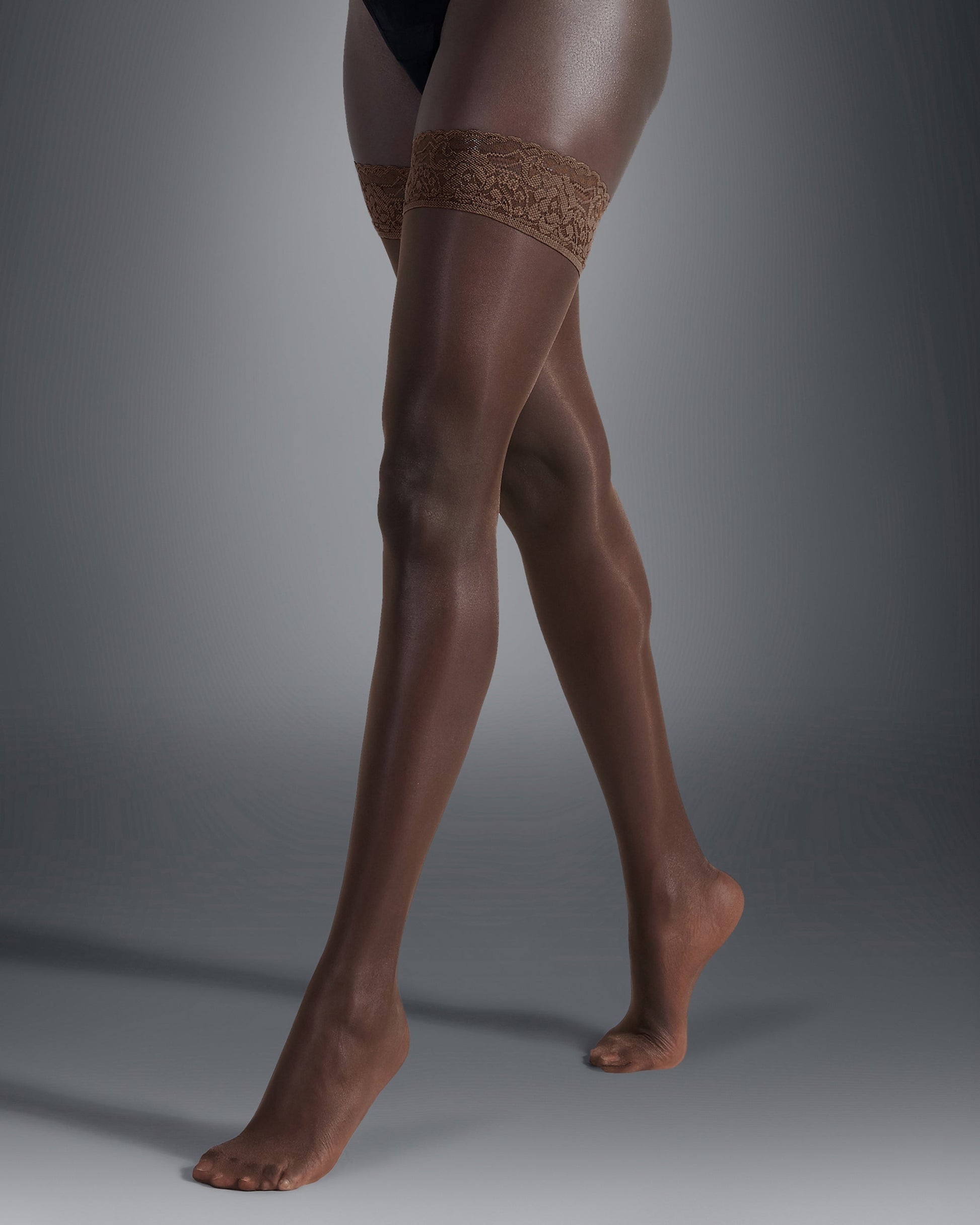  Plain Leg/Lace Top Thigh Highs Berry
