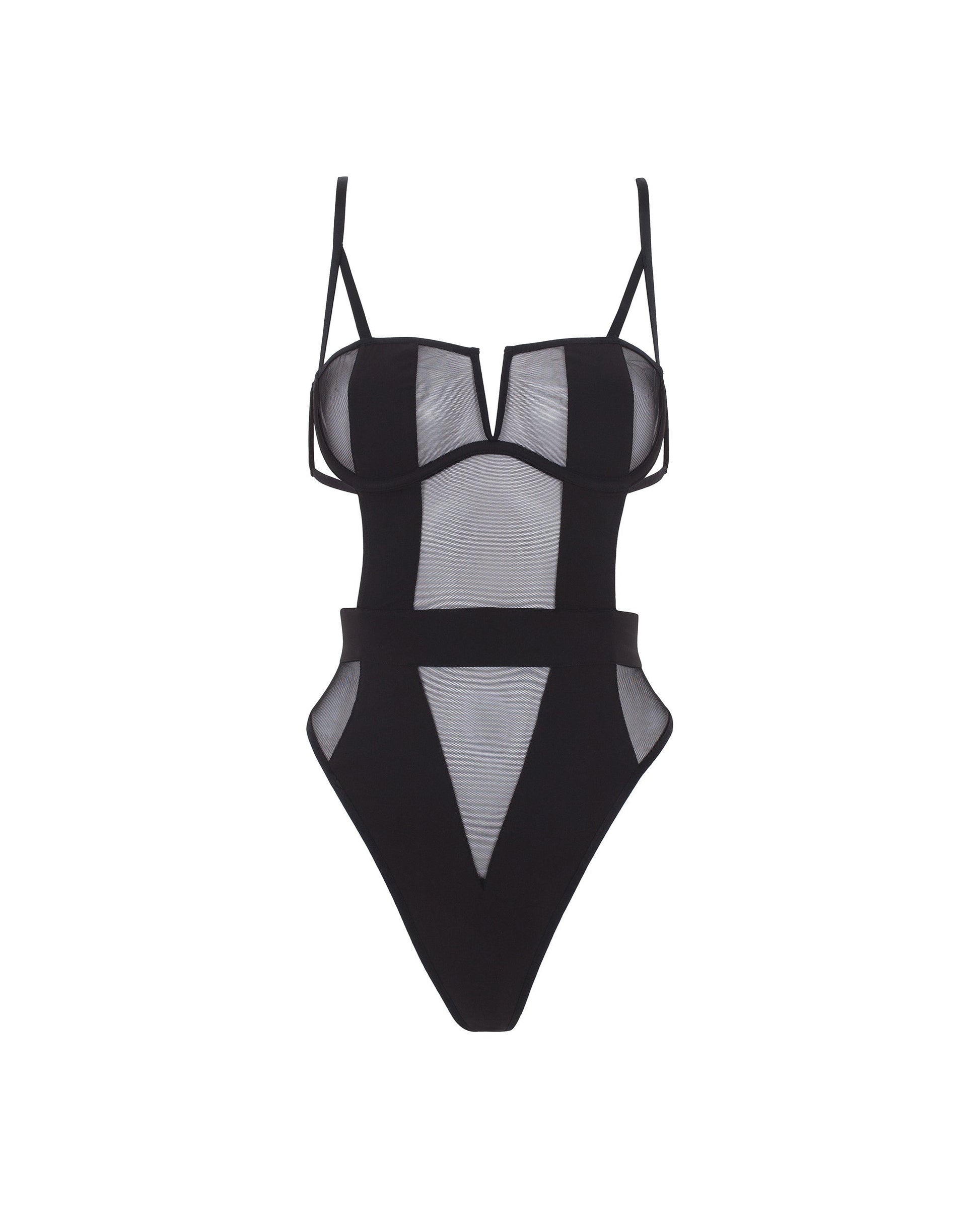  Orla Sheer Mesh Bodysuit Black