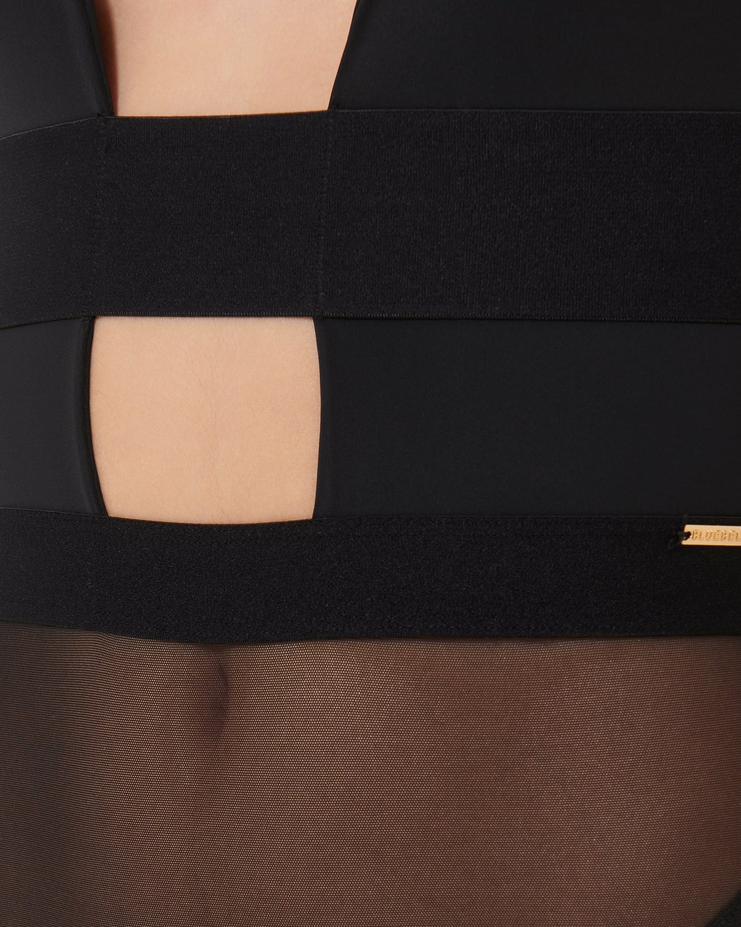  Topaz Strappy Sheer Bodysuit Black