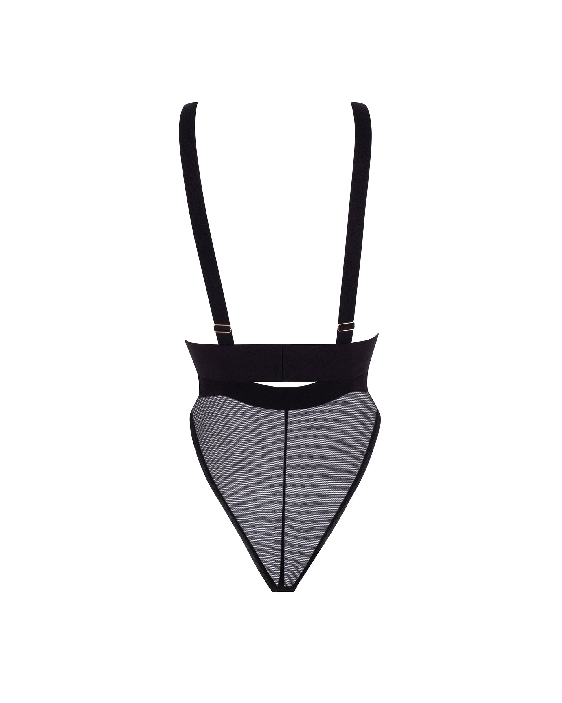  Topaz Strappy Sheer Bodysuit Black