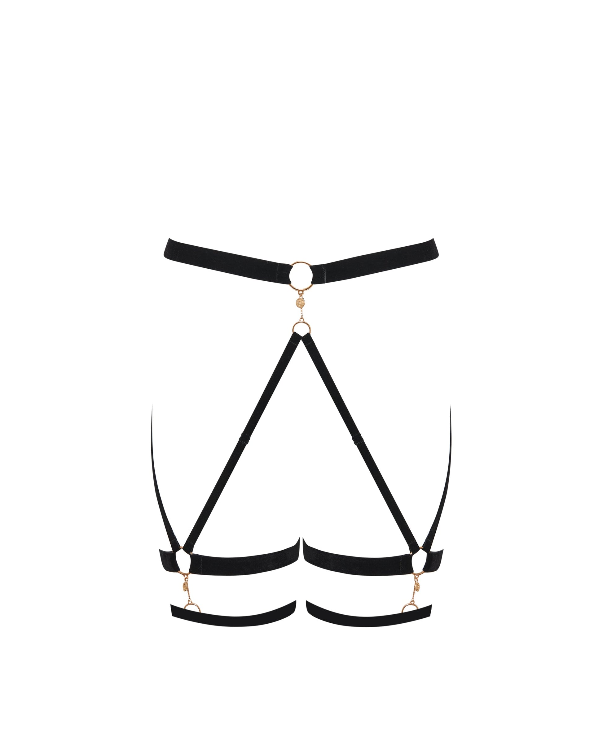  Simone Thigh Harness Black/Gold