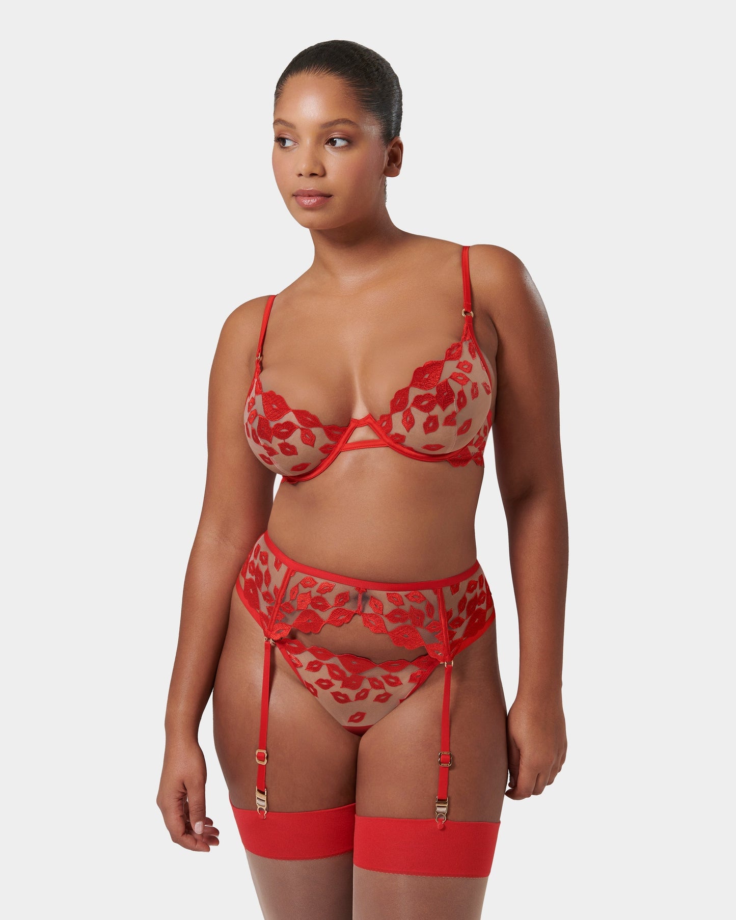  Marian Garter Belt Red/Sheer