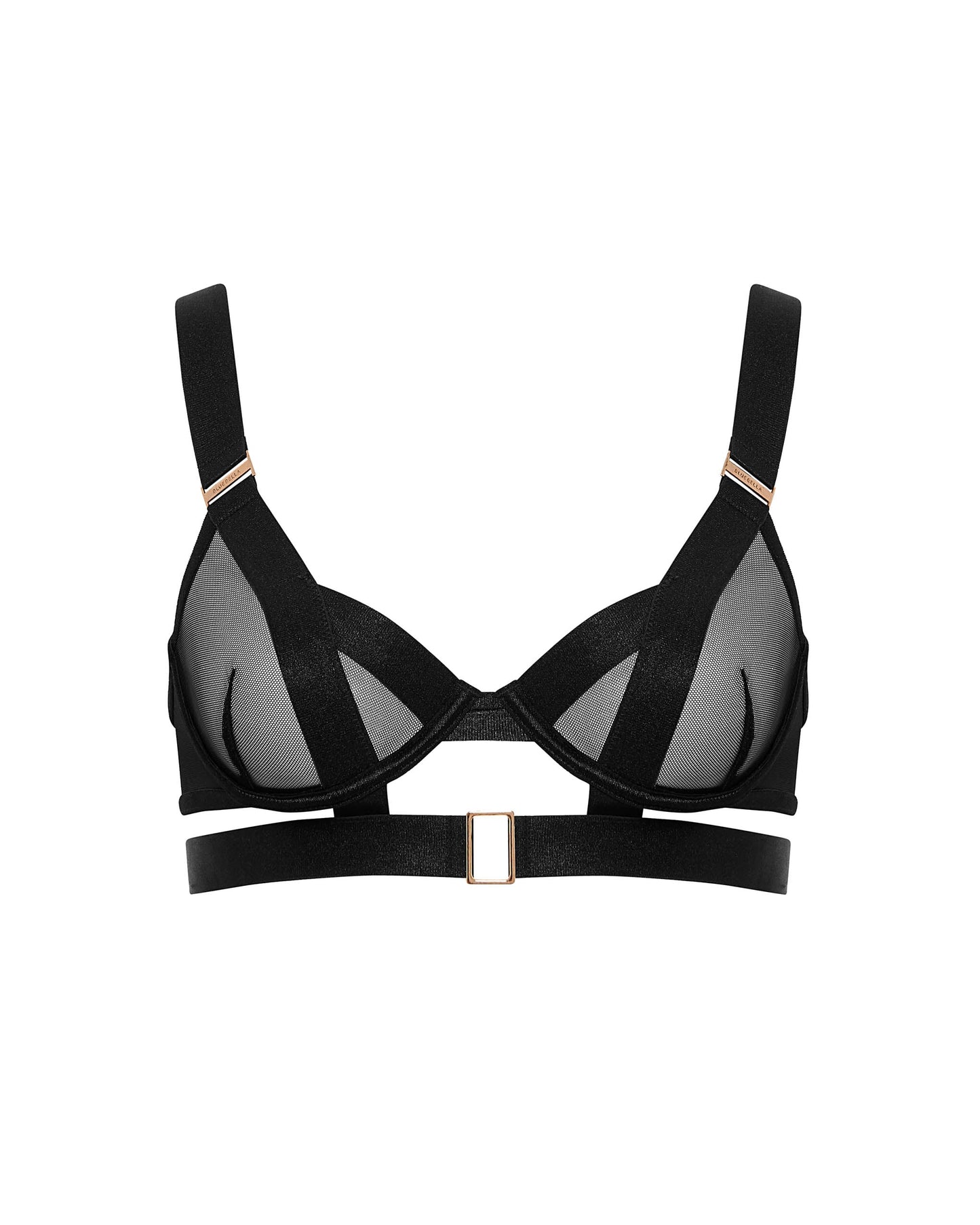  Trinity Sheer Strappy Bra Black