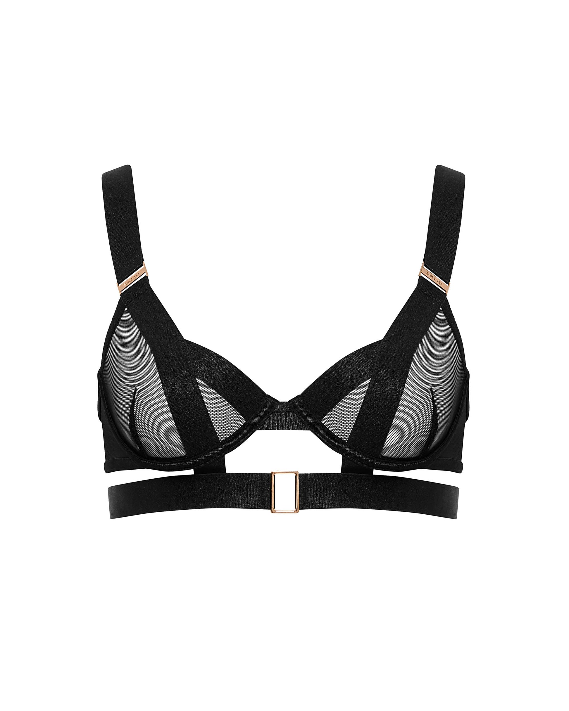  Trinity Sheer Strappy Bra Black