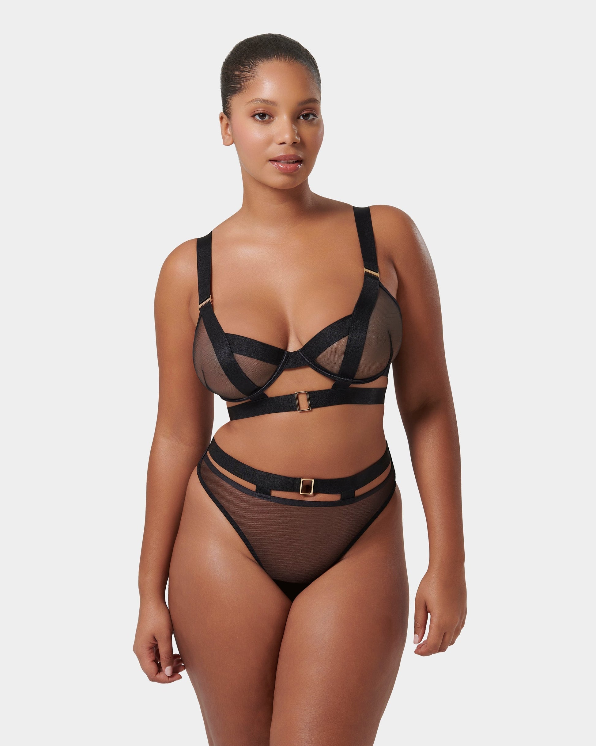  Trinity Sheer Strappy Bra Black