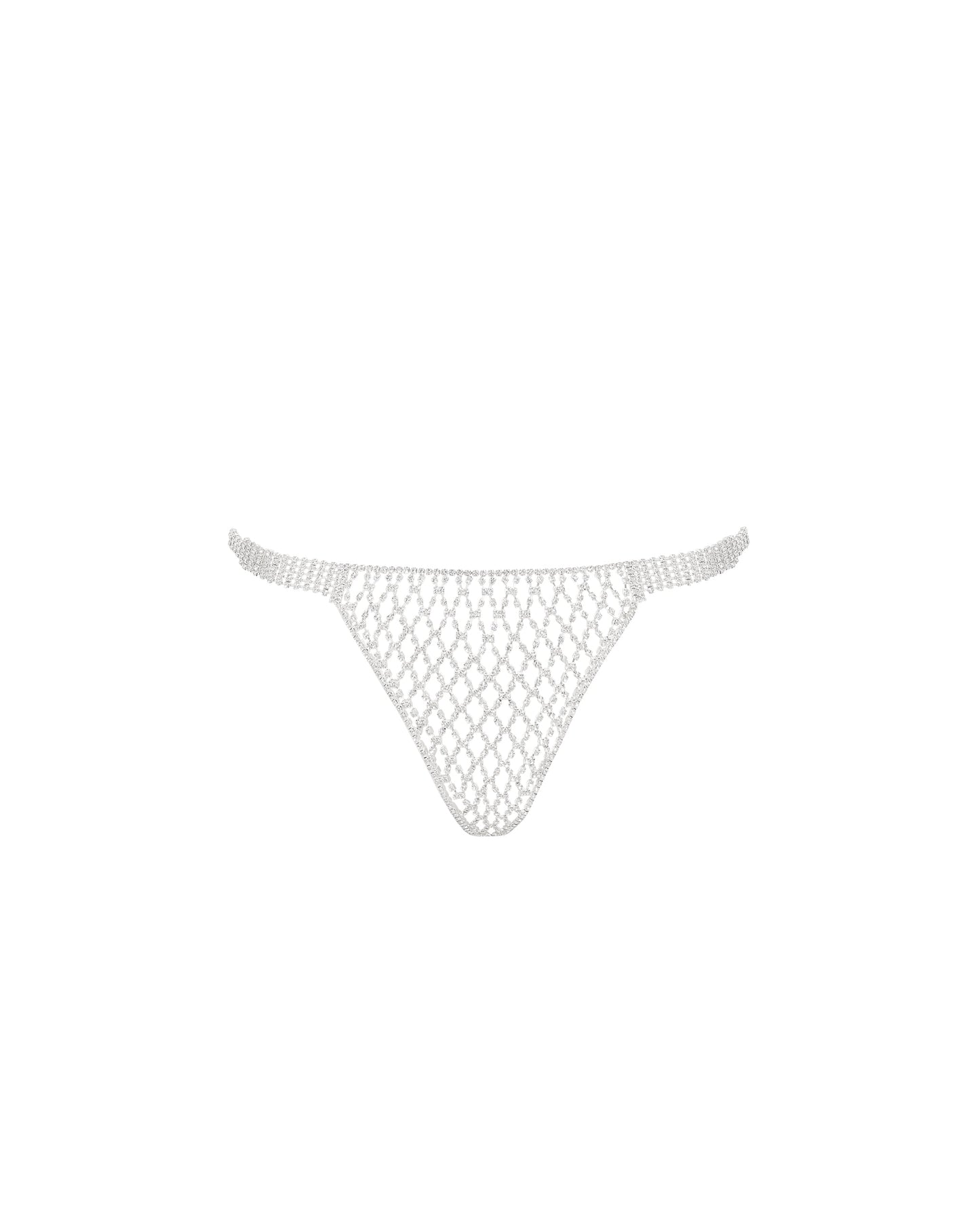  Elsa Diamond Lattice Thong Silver/Clear