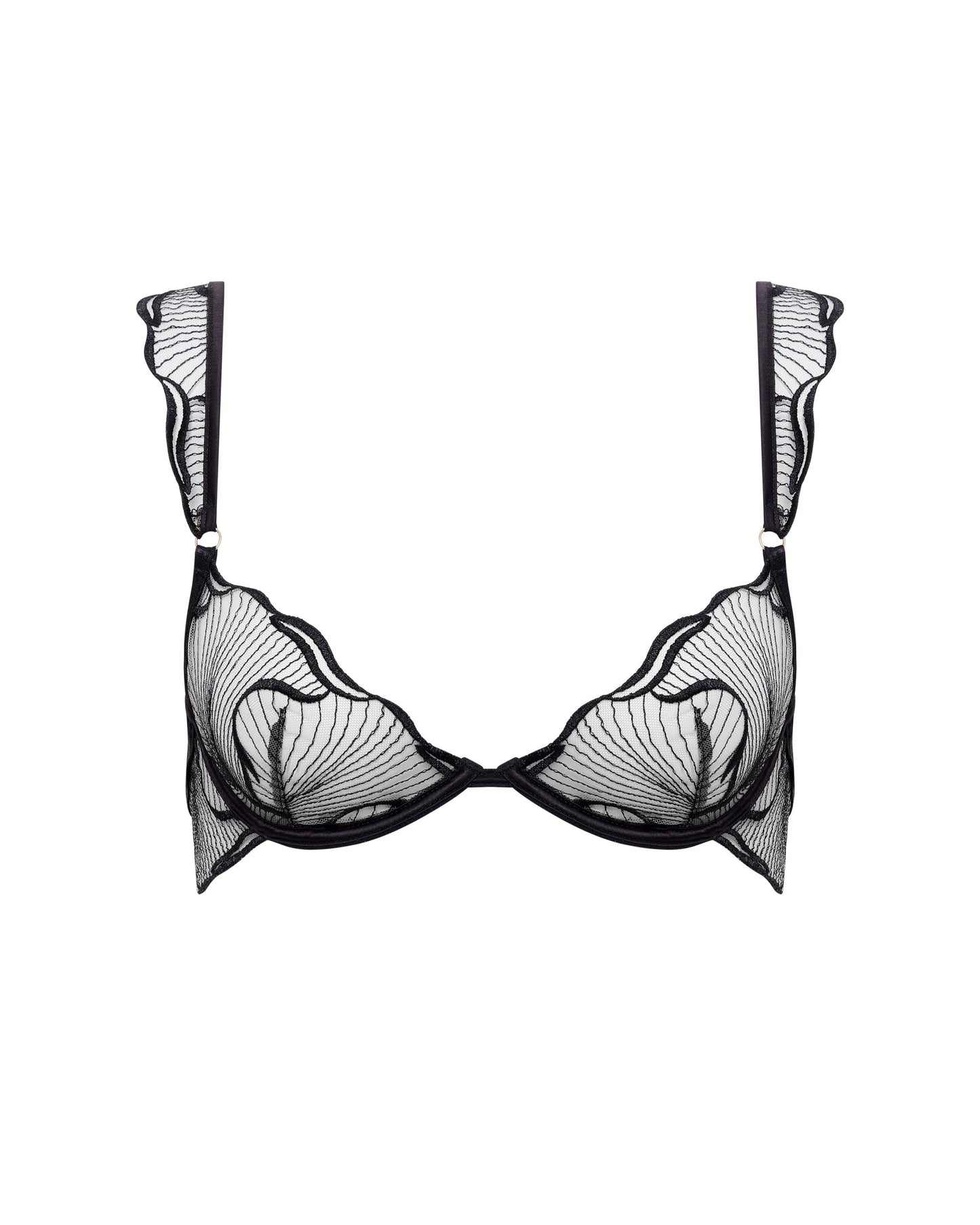  Marabel Embroidered Sheer Bra Black