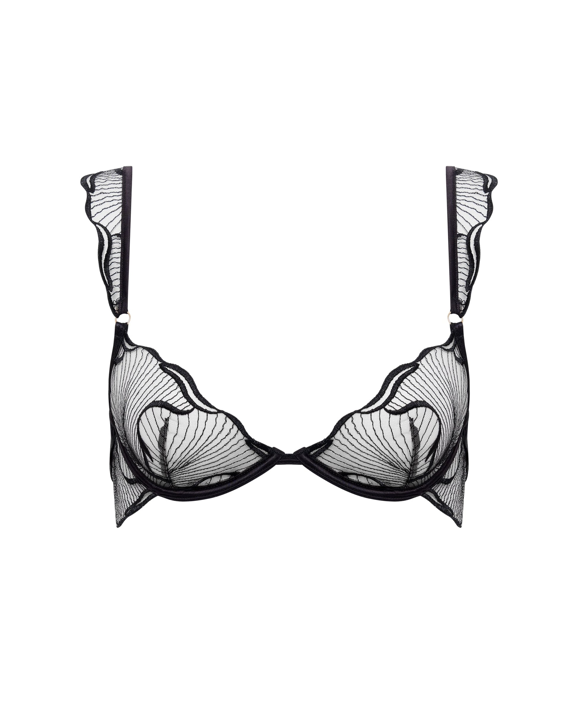  Marabel Embroidered Sheer Bra Black