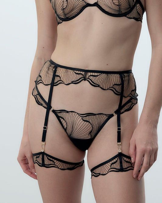  Marabel Detachable Thigh Garters Black/Sheer