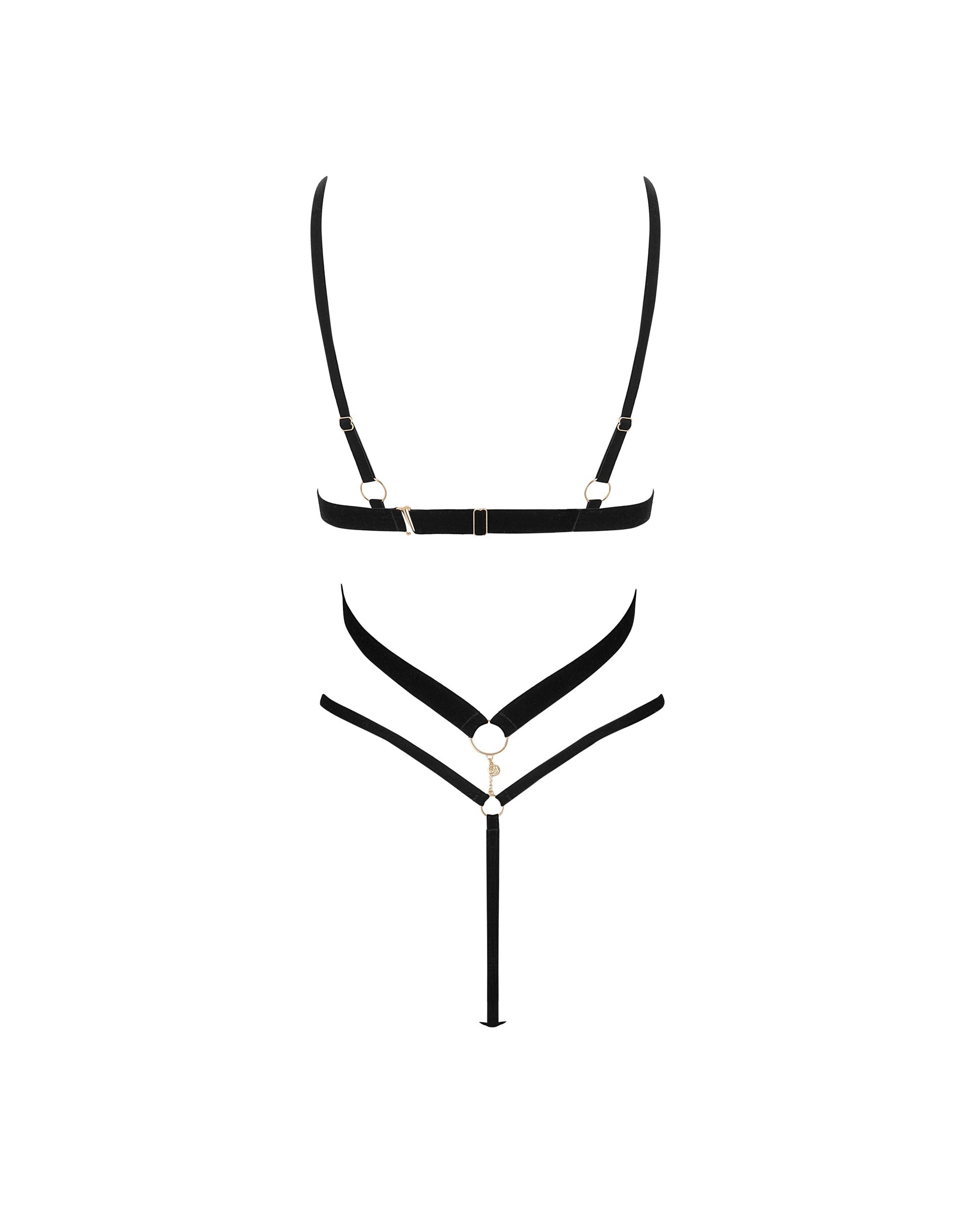  Simone Open Harness Bodysuit Black