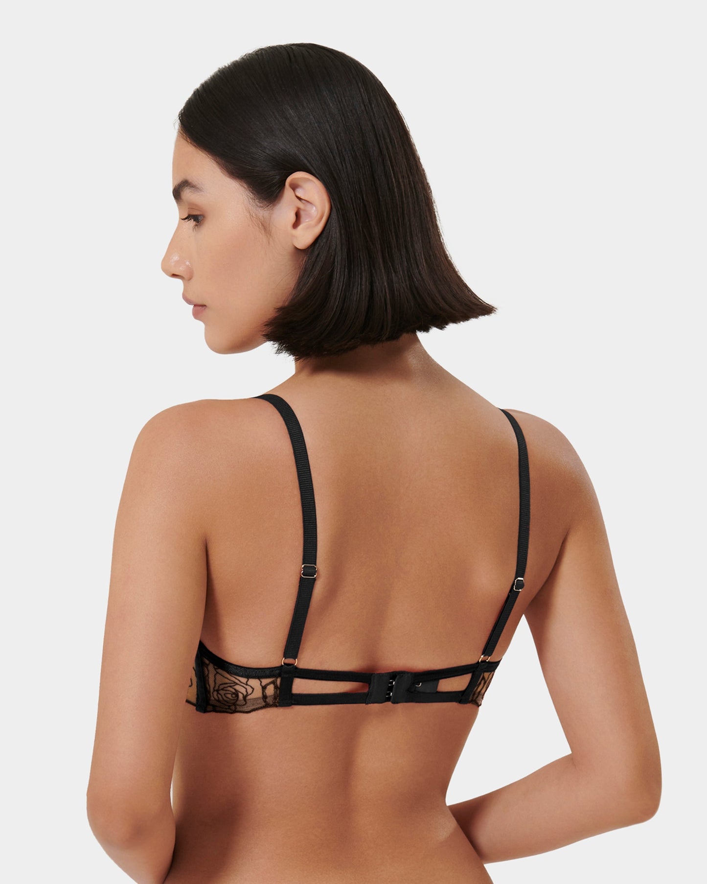  Rosalie Embroidered Balcony Bra Black