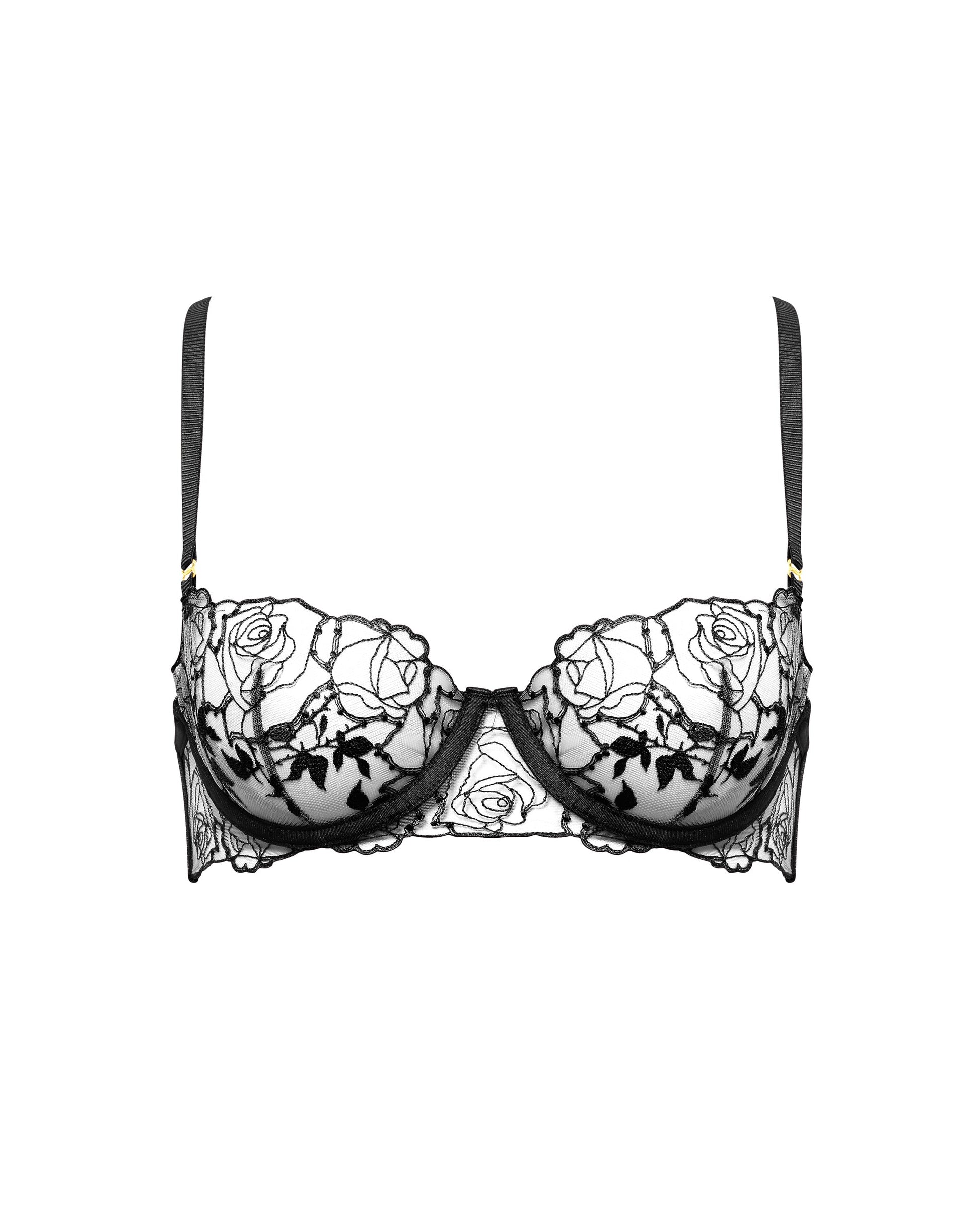  Rosalie Embroidered Balcony Bra Black