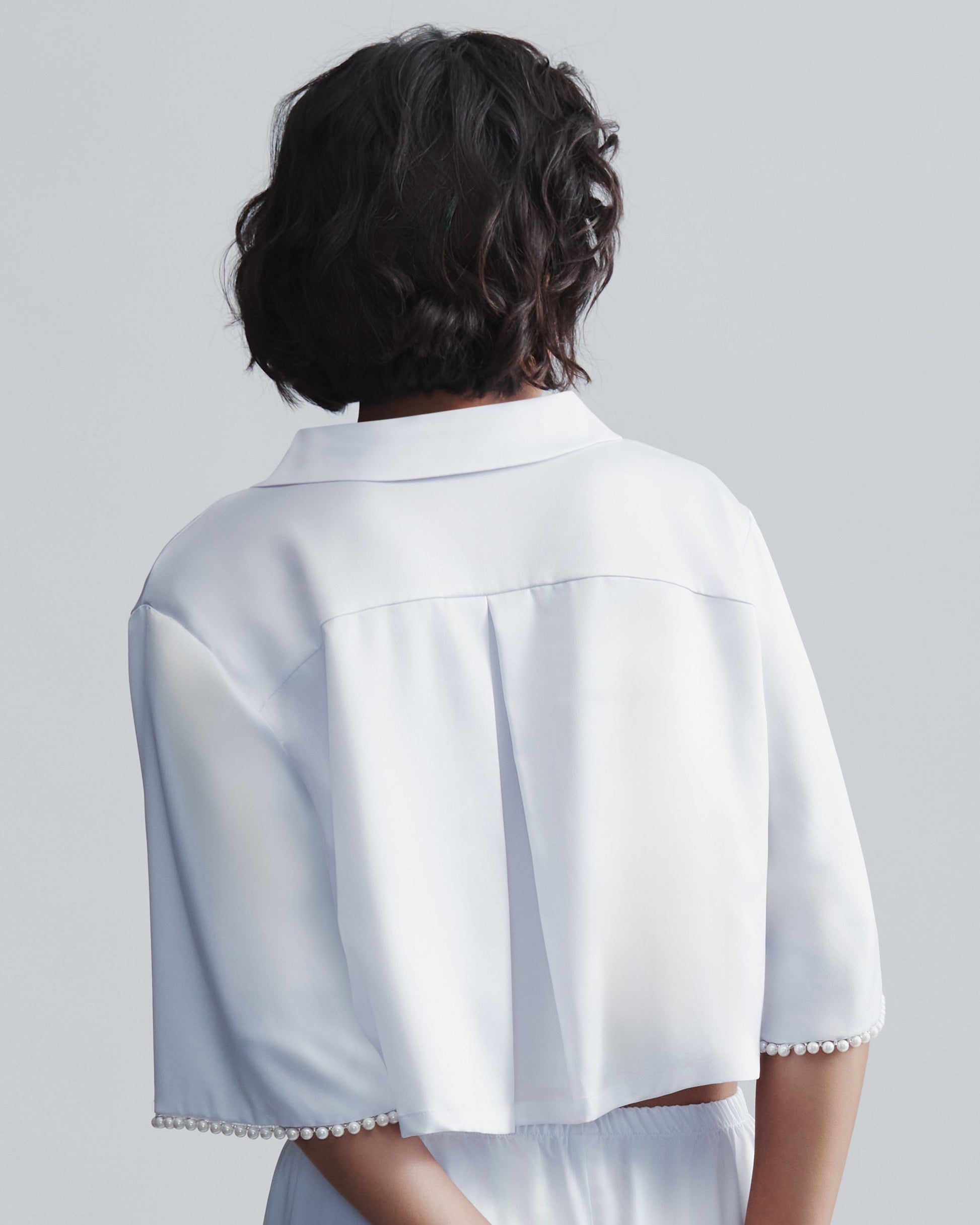  Pearl Luxury Satin Shirt White/Pearl