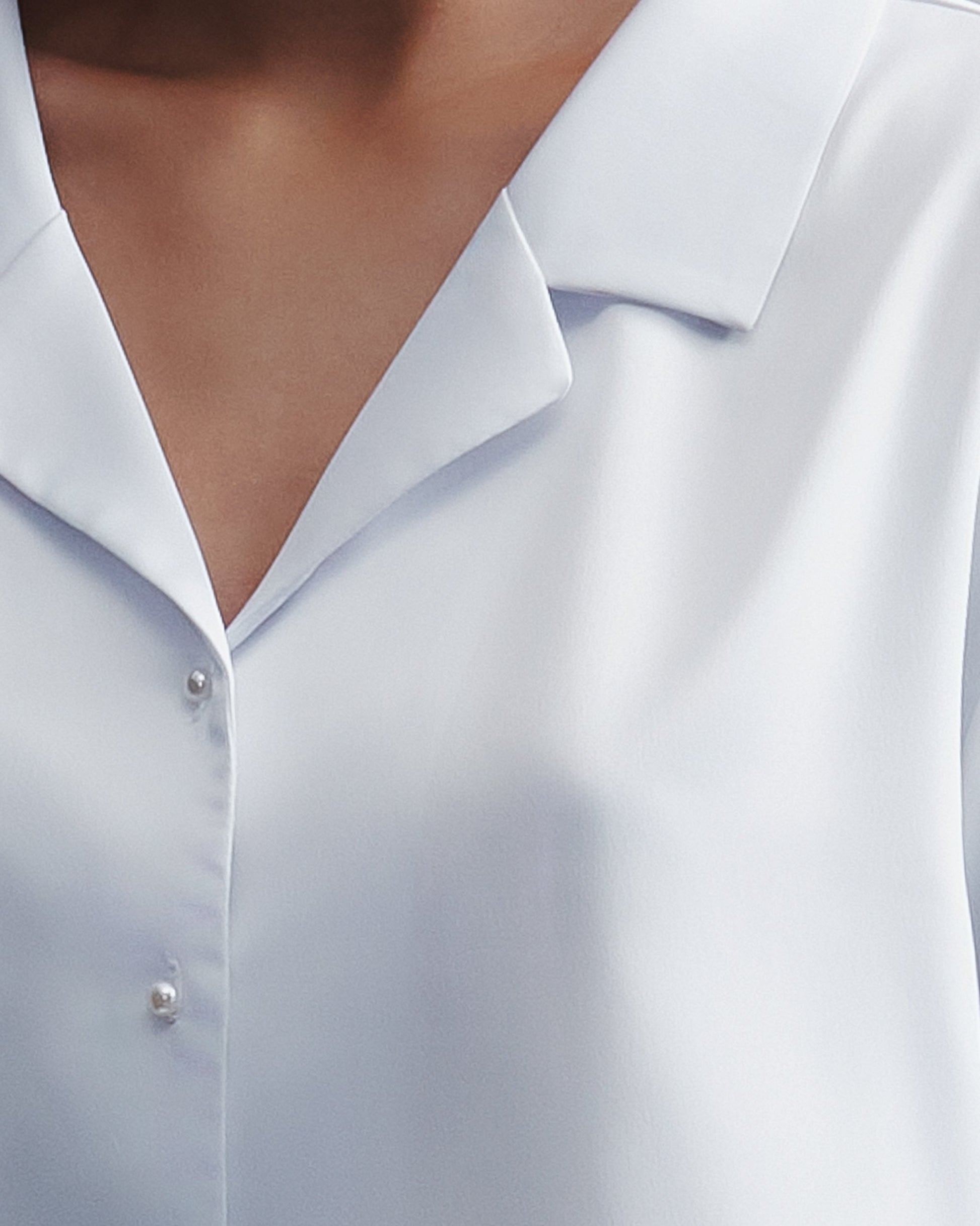  Pearl Luxury Satin Shirt White/Pearl