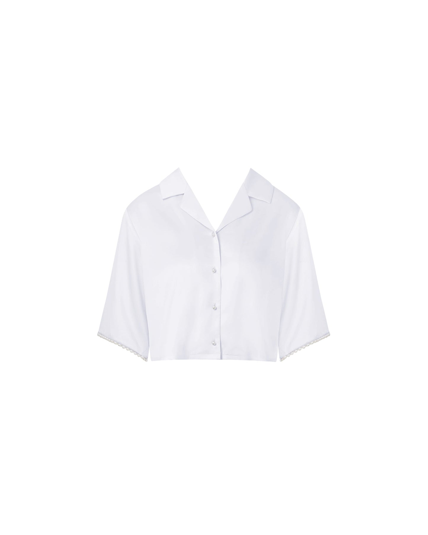  Pearl Luxury Satin Shirt White/Pearl