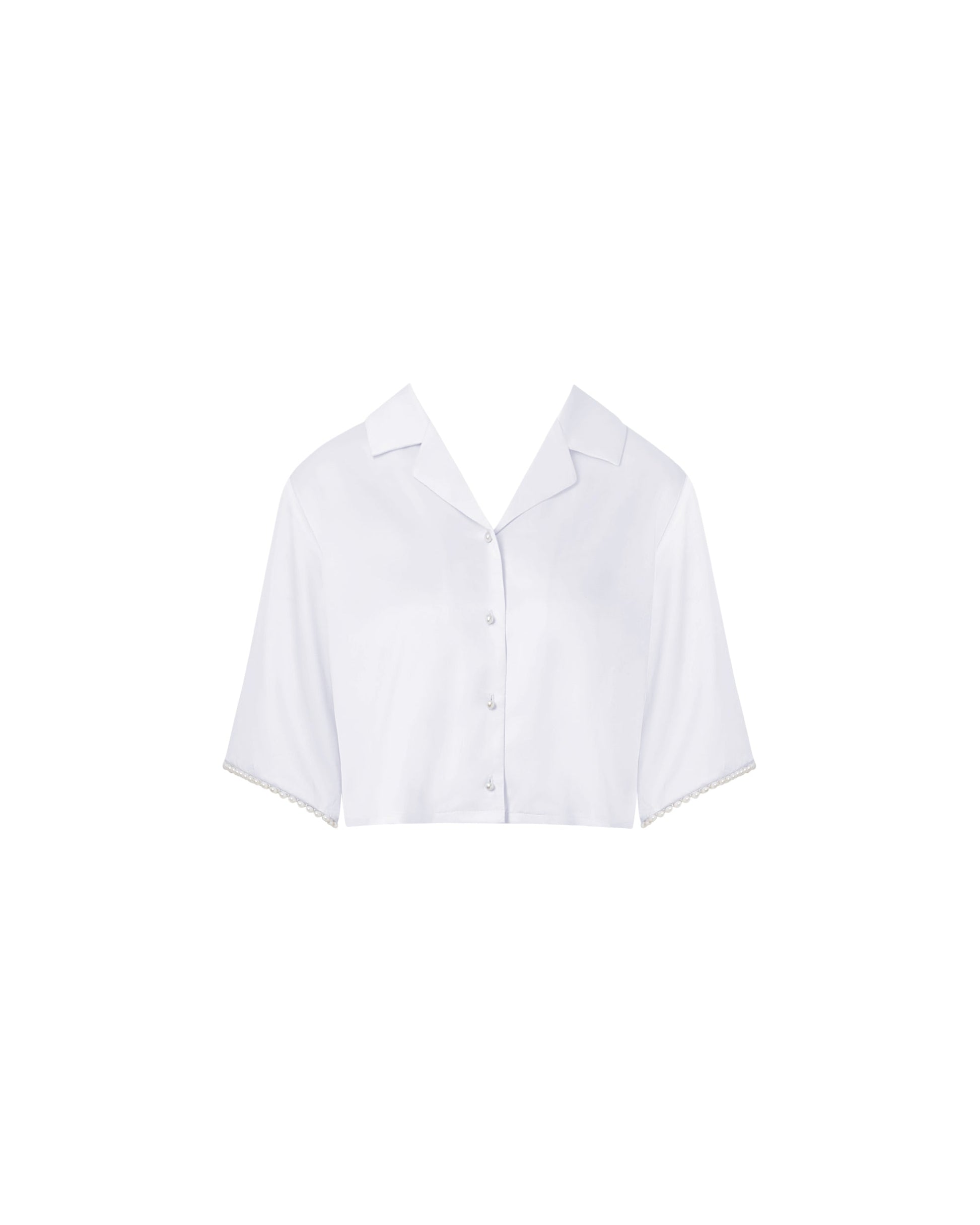  Pearl Luxury Satin Shirt White/Pearl