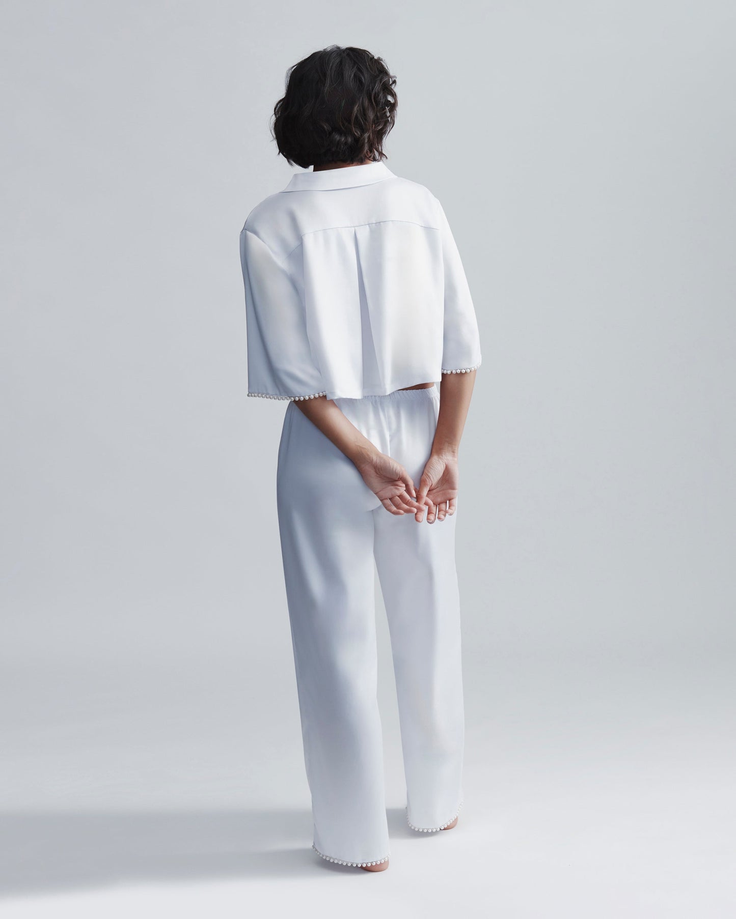  Pearl Luxury Satin Trousers White/Pearl