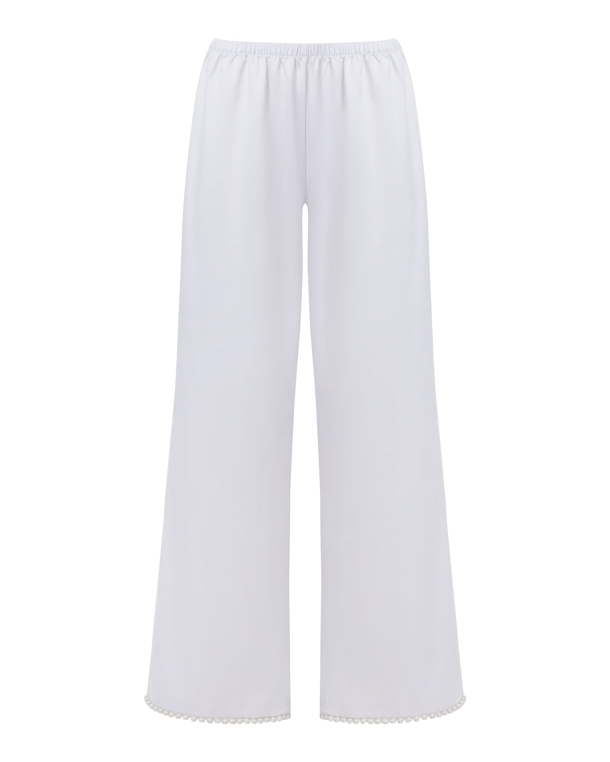  Pearl Luxury Satin Trousers White/Pearl