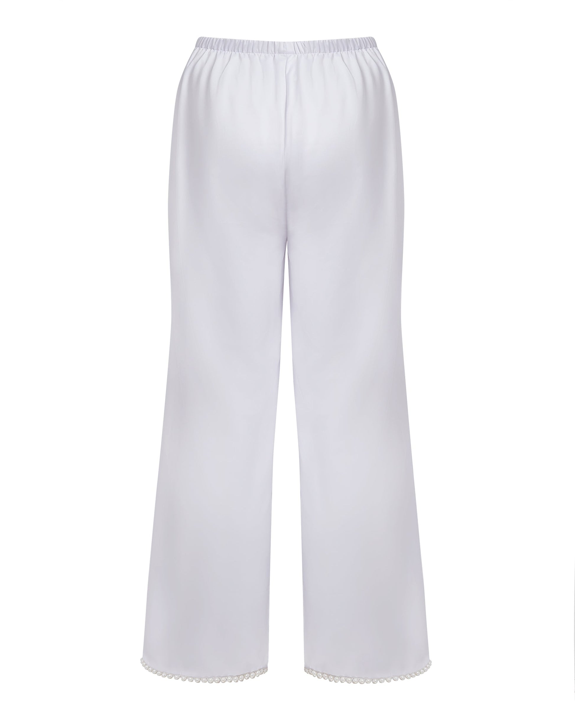  Pearl Luxury Satin Trousers White/Pearl