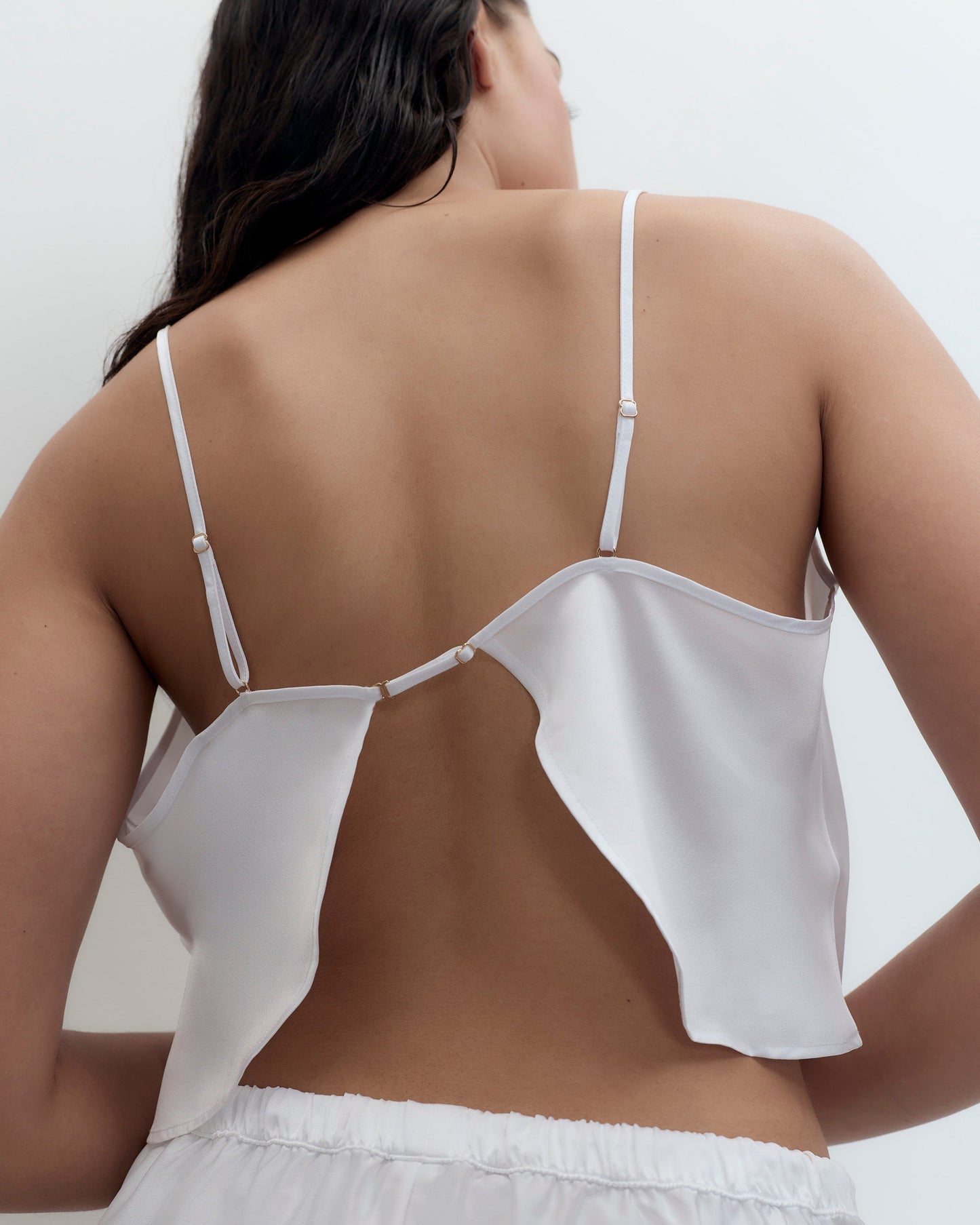  Leonora Luxury Satin Cami And Short Set White/Sheer