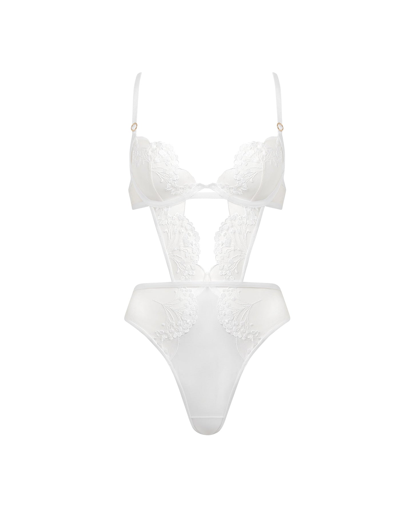  Marisa Embroidered Sheer Bodysuit White
