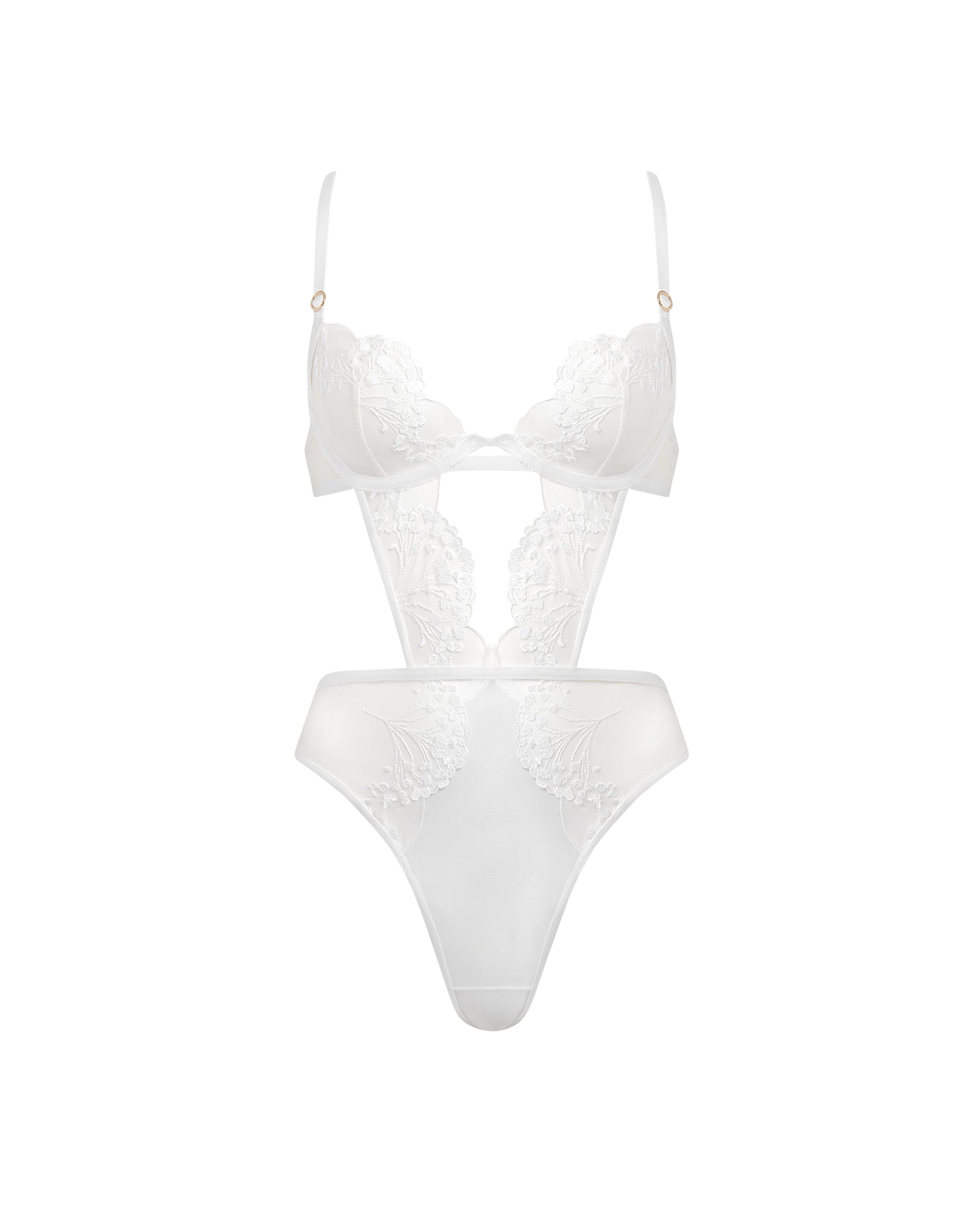  Marisa Embroidered Sheer Bodysuit White