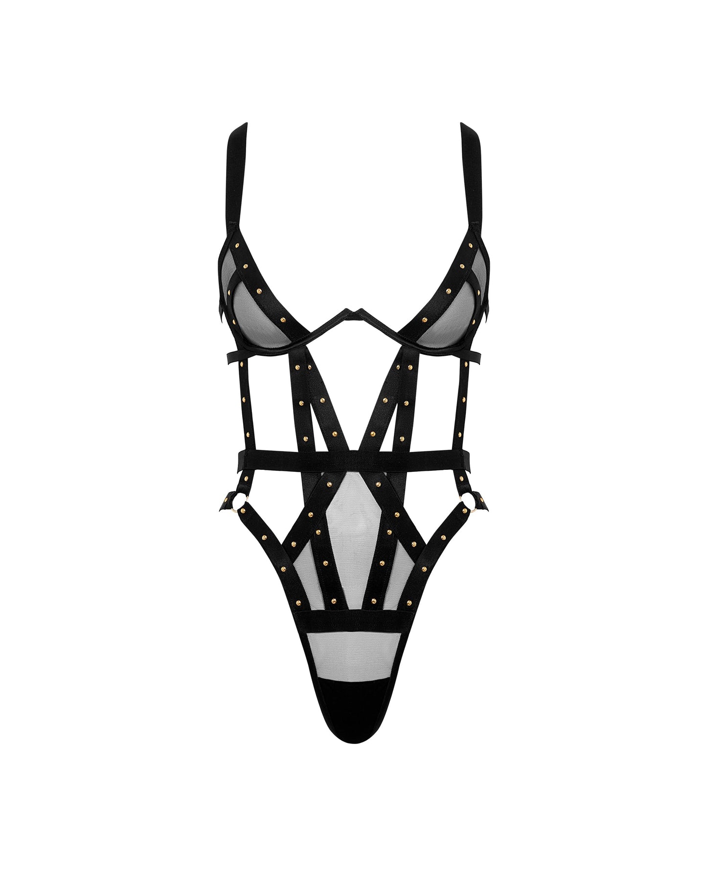  Sana Open Strappy Bodysuit Black