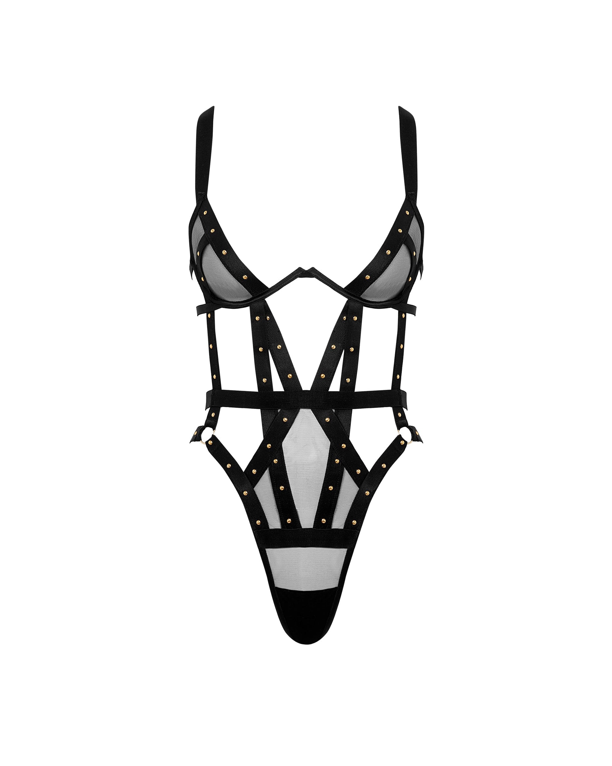  Sana Open Strappy Bodysuit Black
