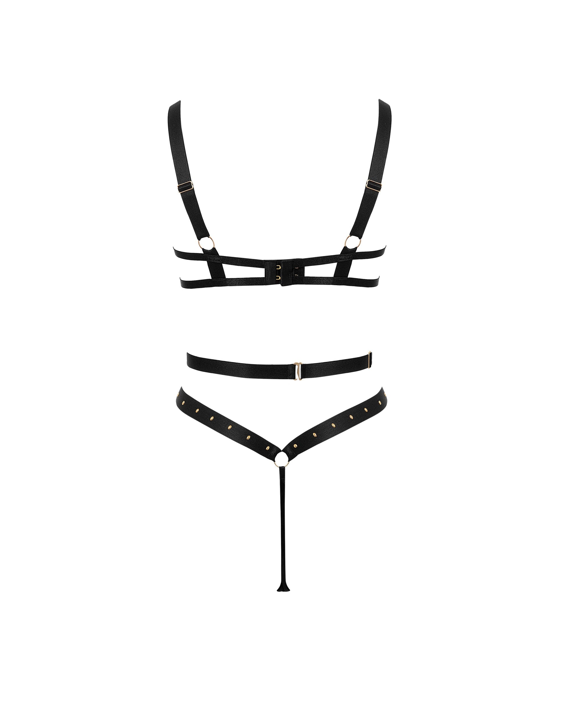  Sana Open Strappy Bodysuit Black