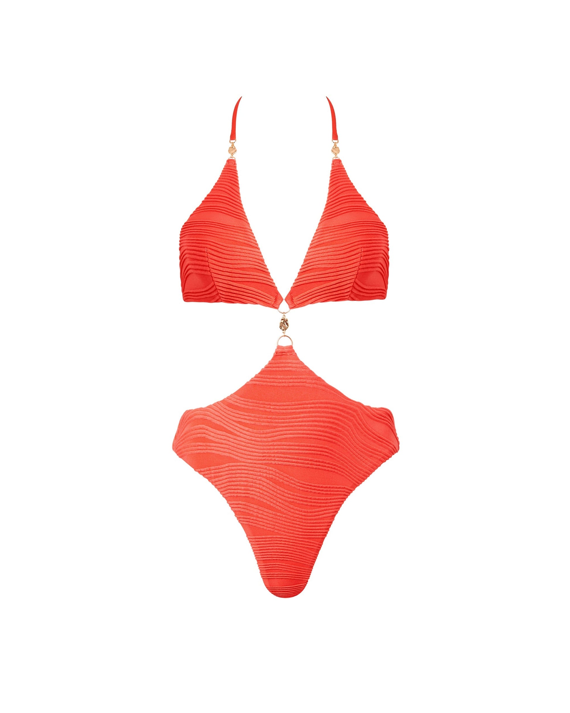  Orta Plunge Cut-out Swimsuit Hot Coral