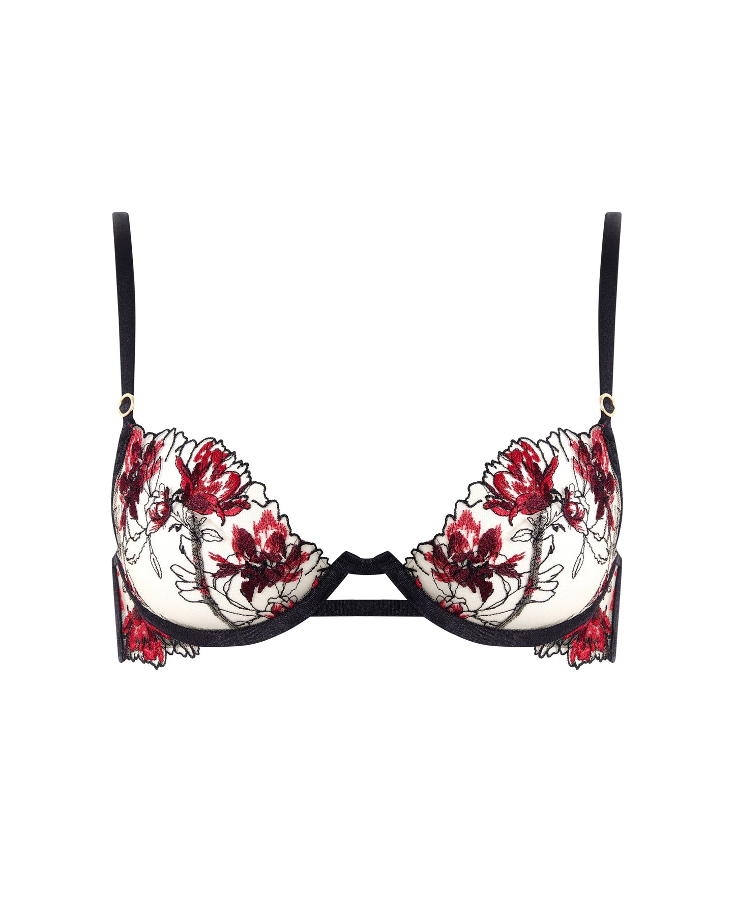  Calista Sheer Floral Bra Black/Cherry