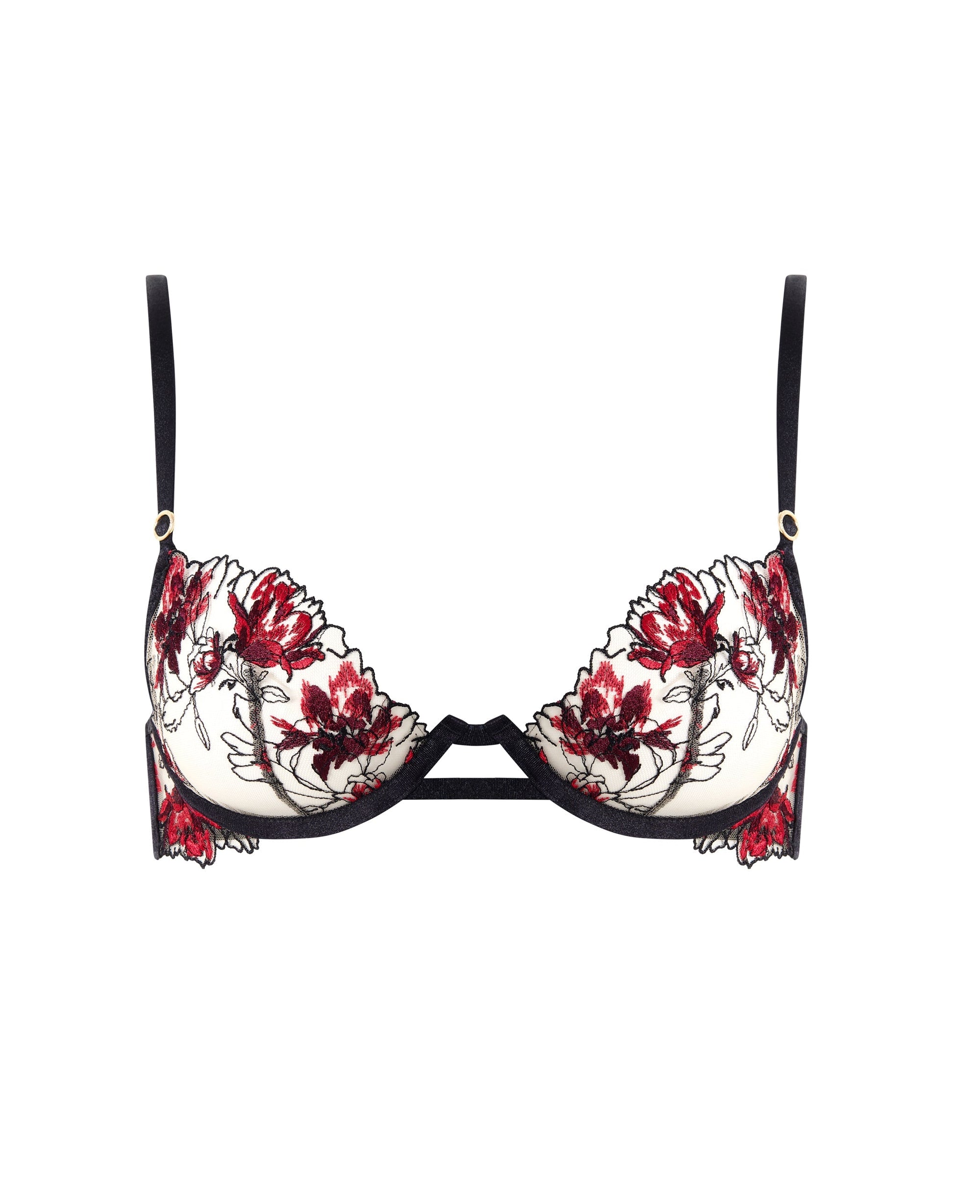  Calista Sheer Floral Bra Black/Cherry