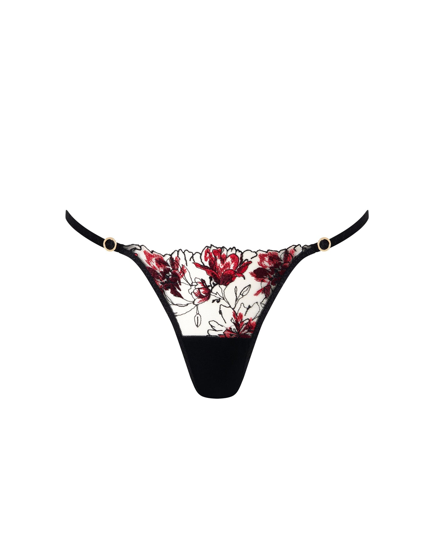  Calista Sheer Floral Panty Black/Cherry