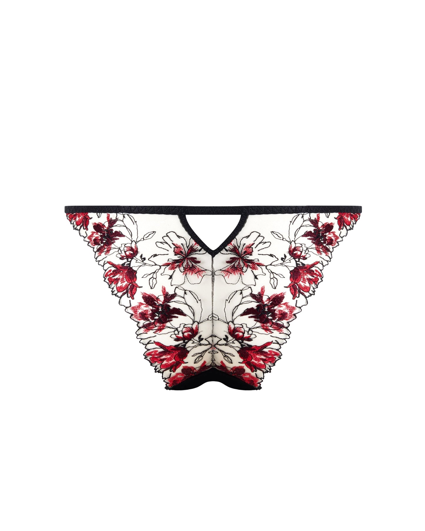  Calista Sheer Floral Panty Black/Cherry
