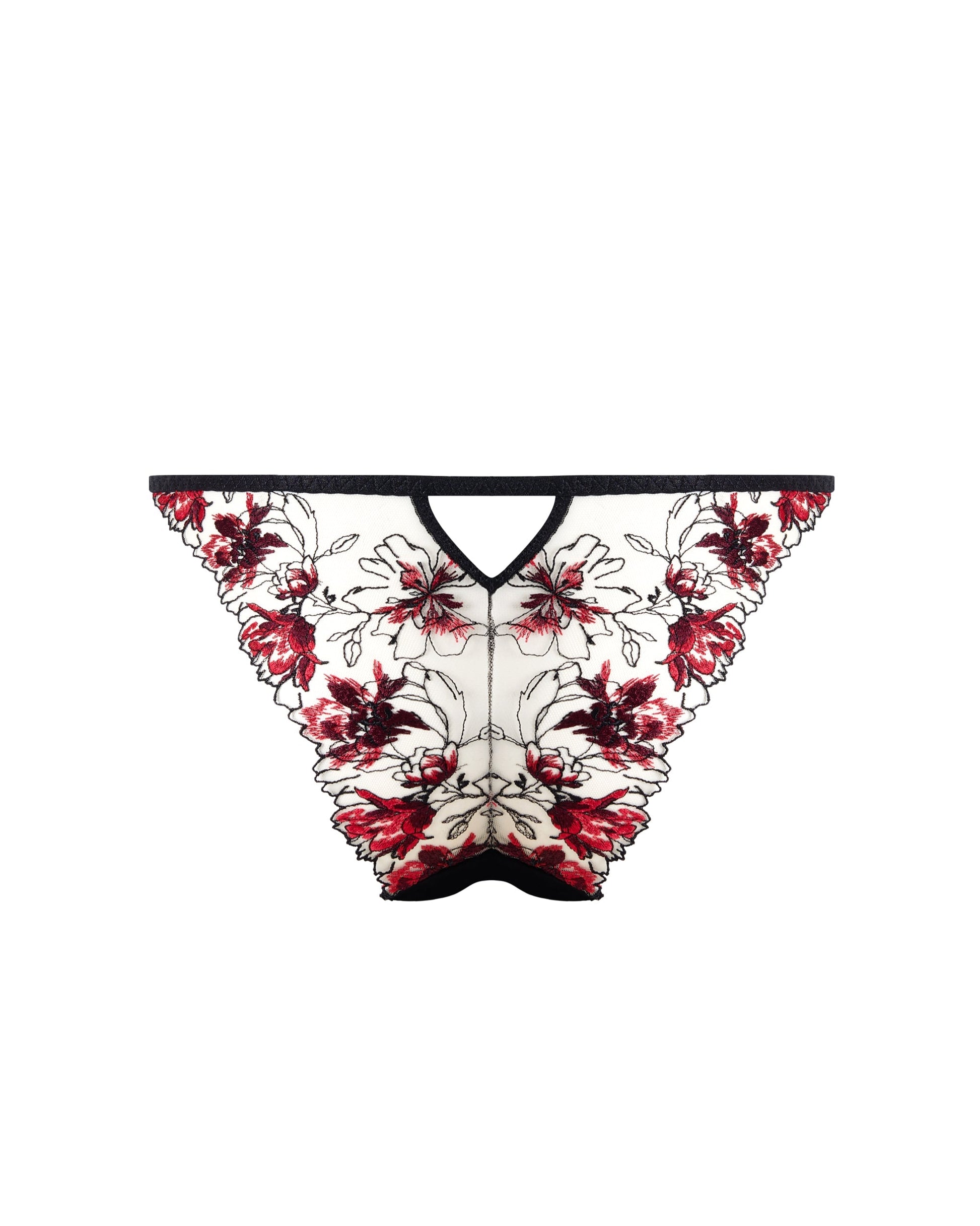  Calista Sheer Floral Panty Black/Cherry