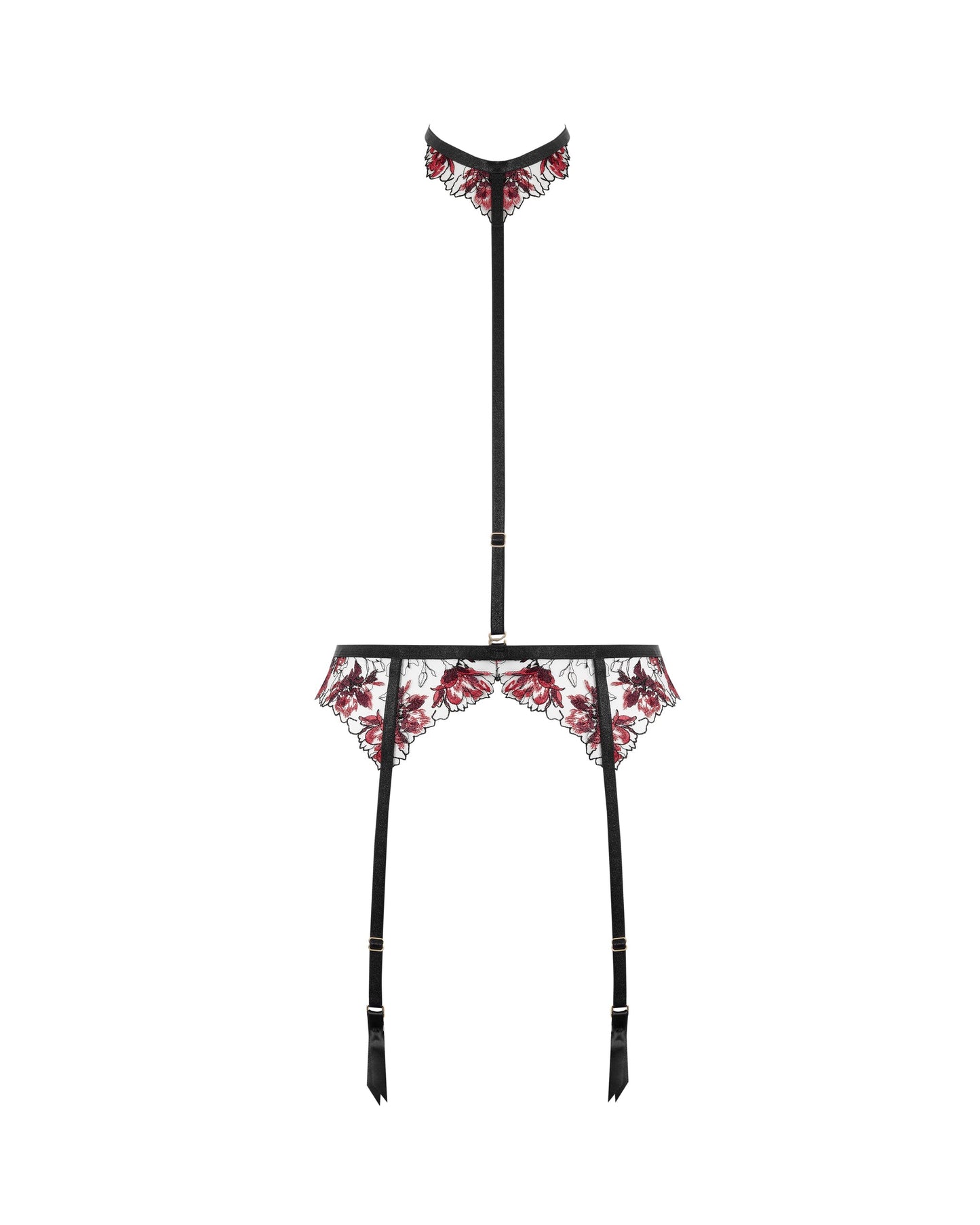  Calista Garter Belt Harness Black/Cherry