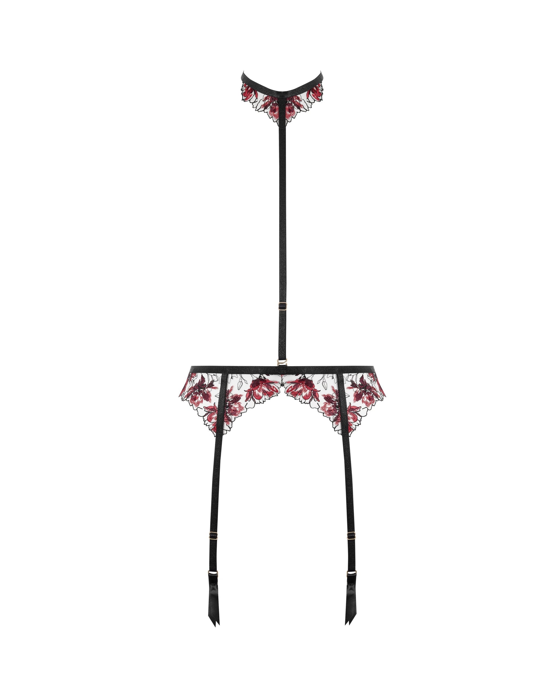  Calista Garter Belt Harness Black/Cherry