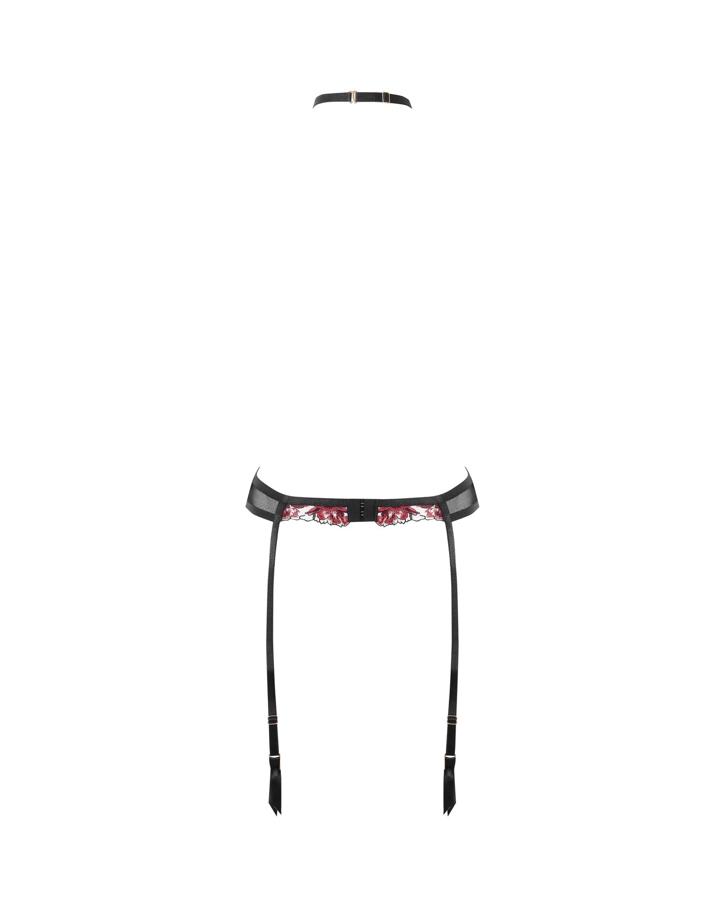  Calista Garter Belt Harness Black/Cherry