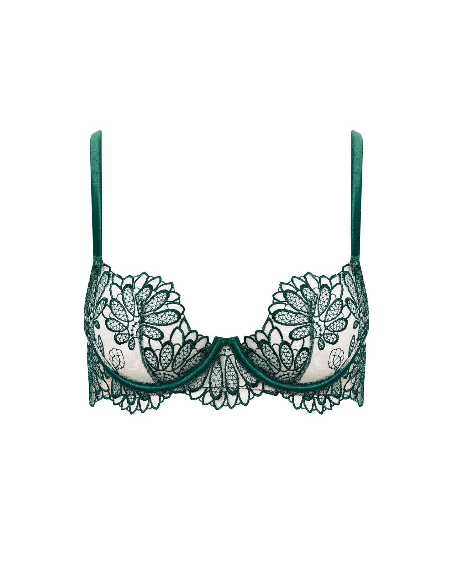  Amaris Sheer Floral Bra Green