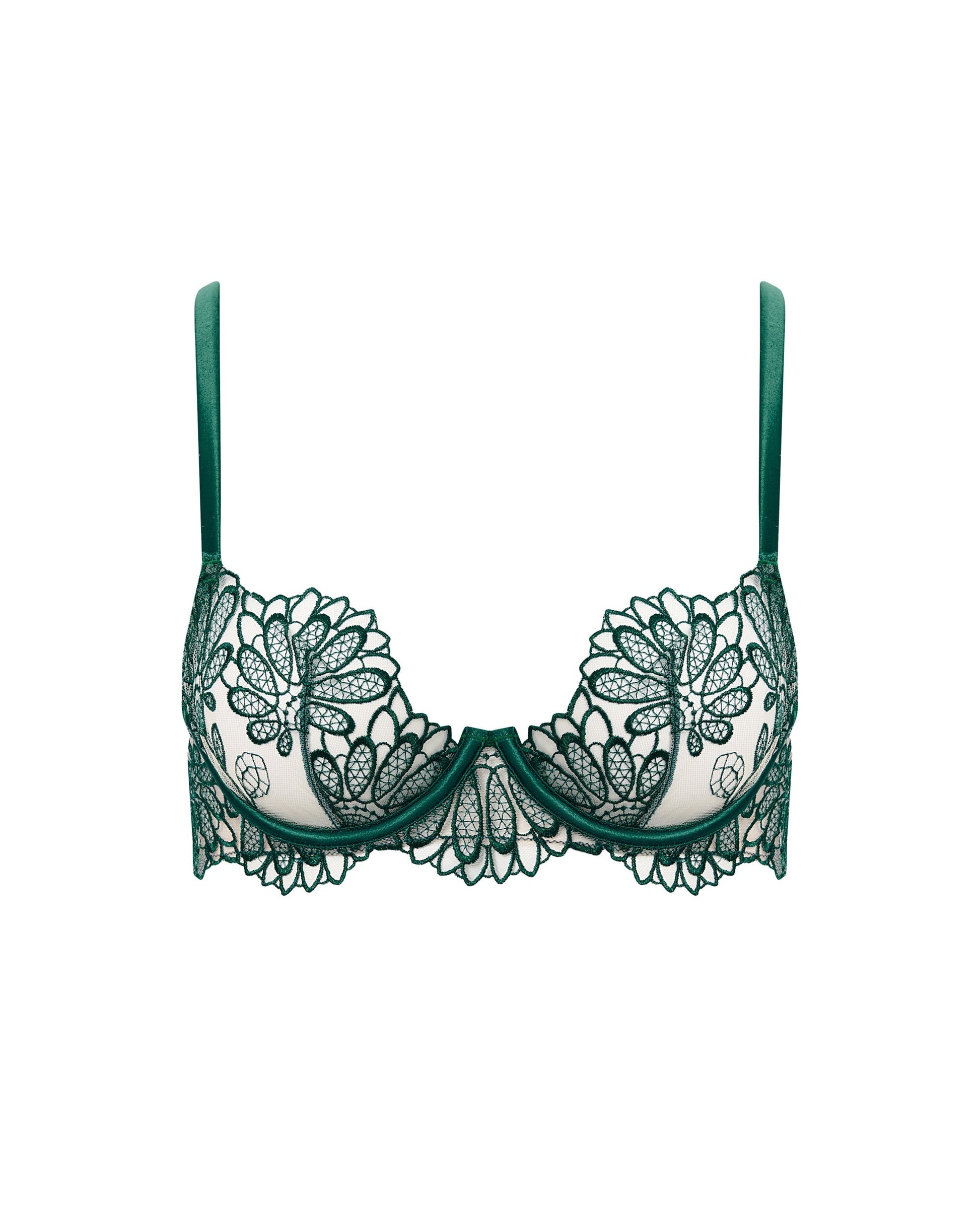  Amaris Sheer Floral Bra Green