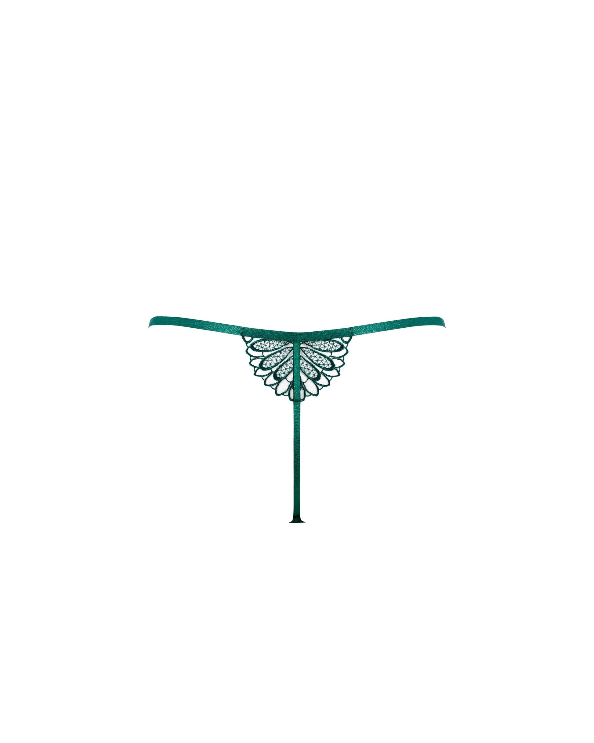  Amaris Sheer Floral Thong Green